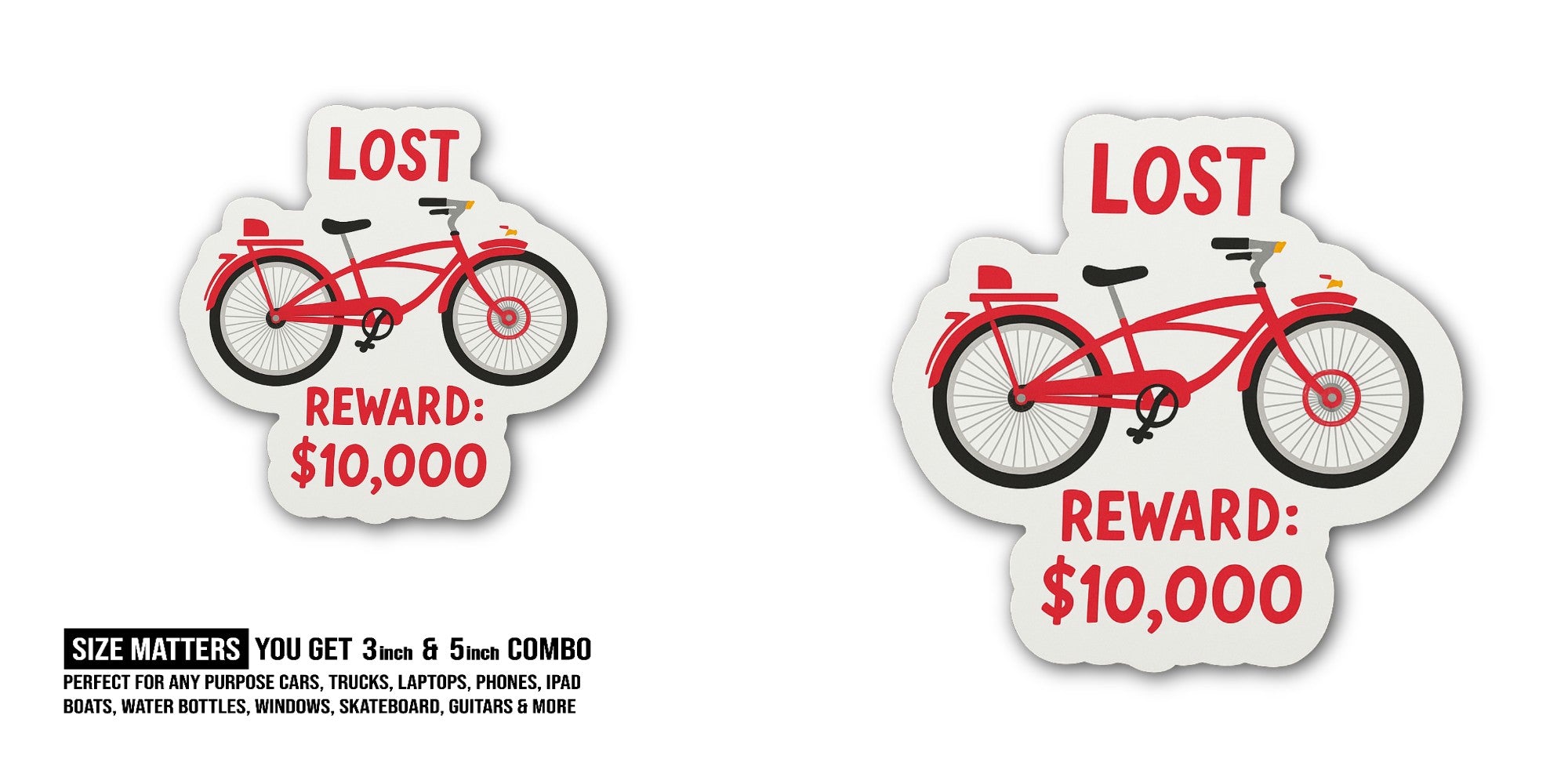 Lost Reward Sticker, Waterproof Vinyl Decal Sticker Indoor Or Outdoor 2 (Pieces) 3" and 5"