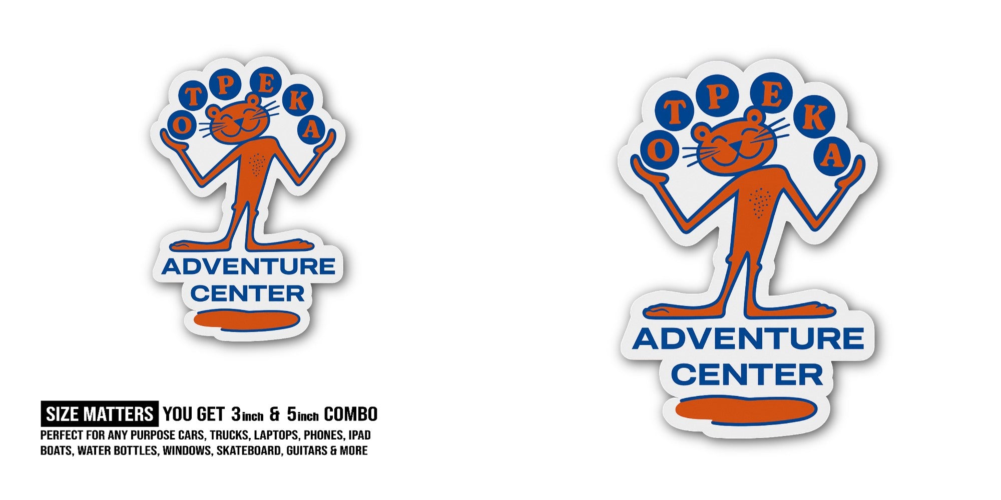Topeka Adventure Center Sticker, Waterproof Vinyl Decal Sticker Indoor Or Outdoor 2 (Pieces) 3" and 5"