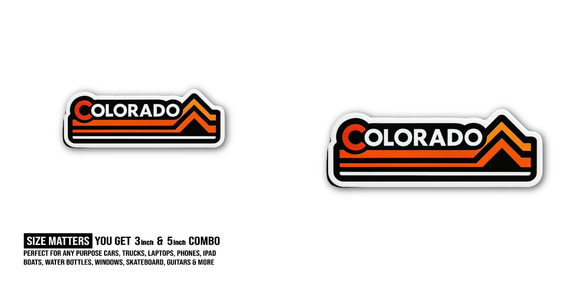 Colorado Sticker, Waterproof Vinyl Decal Sticker Indoor Or Outdoor 2 (Pieces) 3" and 5"