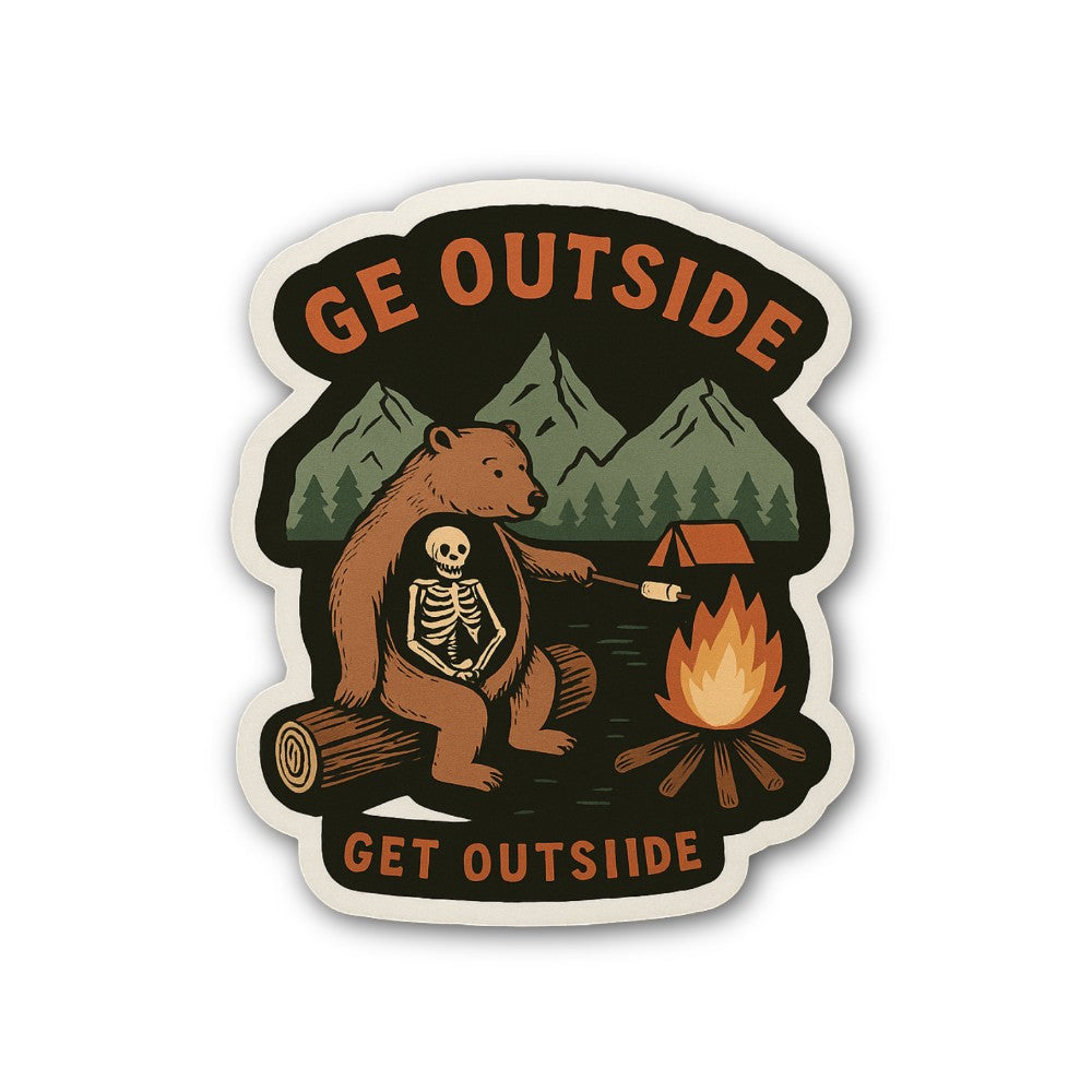 Get Outside Sticker, Waterproof Vinyl Decal Sticker Indoor Or Outdoor 2 (Pieces) 3" and 5"
