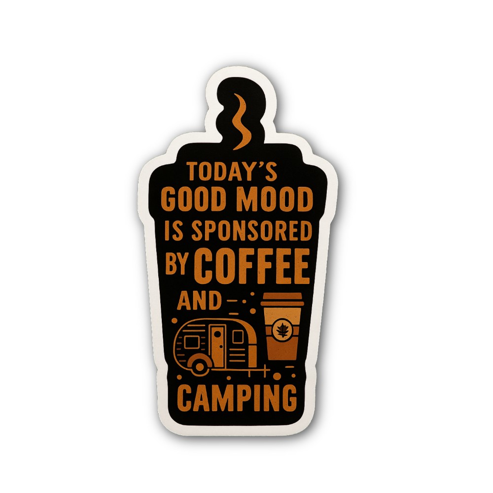 Love Camping & Coffee Sticker, Waterproof Vinyl Decal Sticker Indoor Or Outdoor 2 (Pieces) 3" and 5"