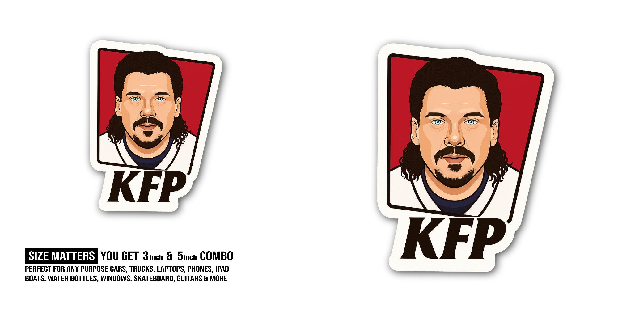 KFP Sticker, Waterproof Vinyl Decal Sticker Indoor Or Outdoor 2 (Pieces) 3" and 5"