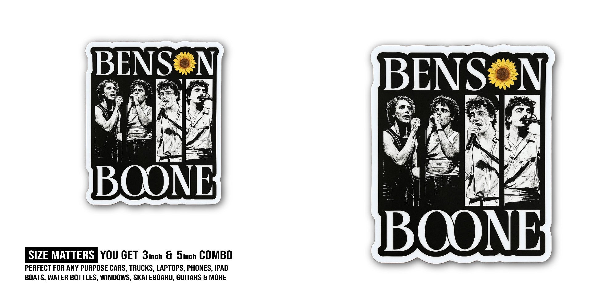 Benson Boone Sticker, Waterproof Vinyl Decal Sticker Indoor Or Outdoor 2 (Pieces) 3" and 5"