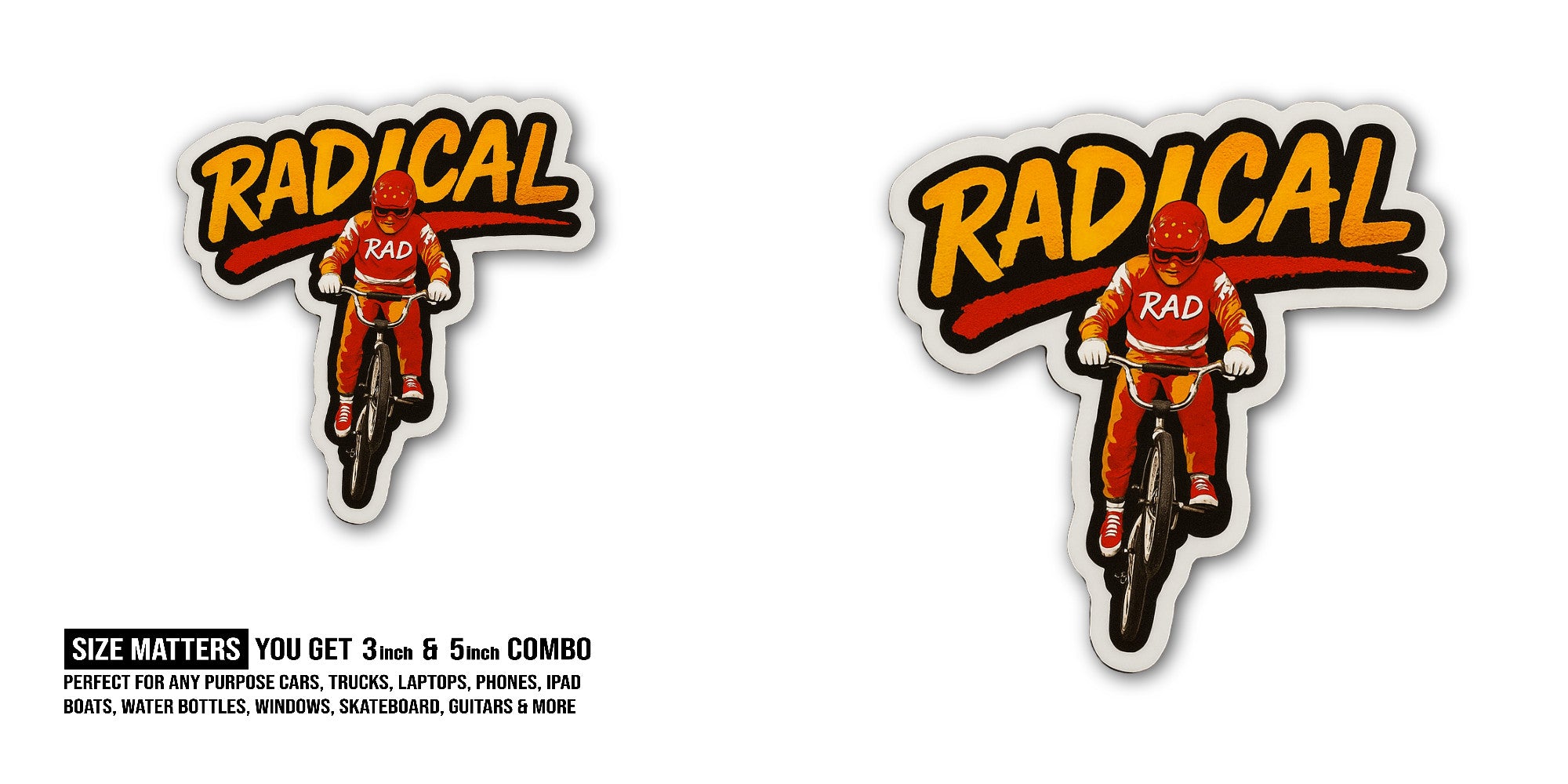 Radical Sticker, Waterproof Vinyl Decal Sticker Indoor Or Outdoor 2 (Pieces) 3" and 5"