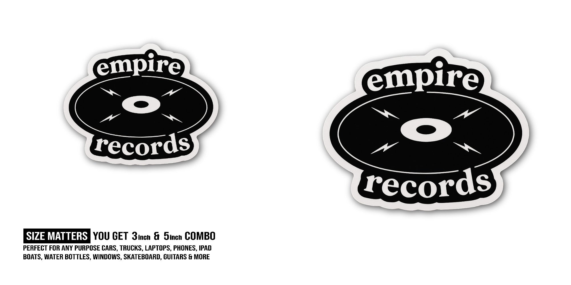 Empire Records Sticker, Waterproof Vinyl Decal Sticker Indoor Or Outdoor 2 (Pieces) 3" and 5"