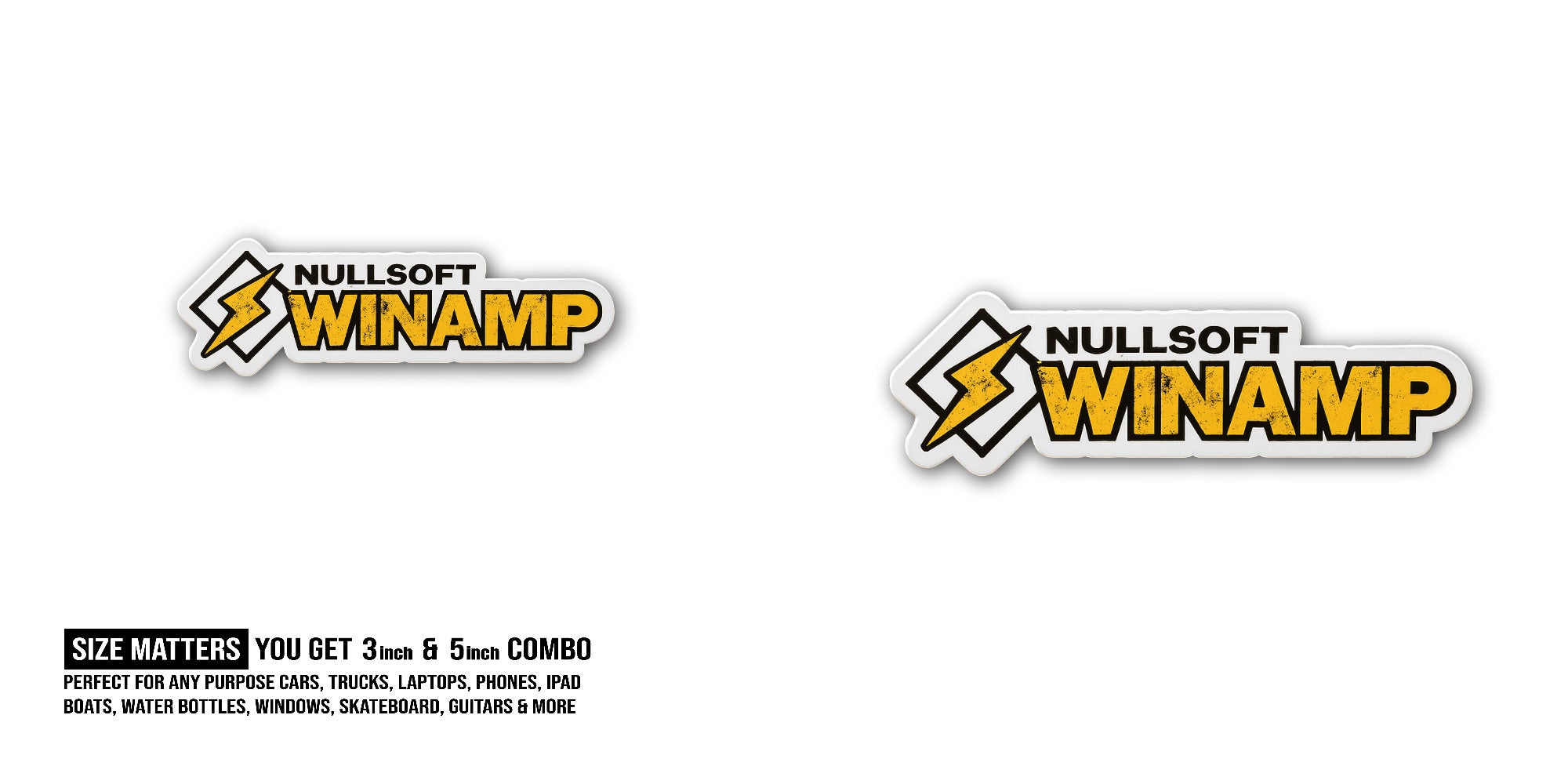 NULLSOFT WINAMP Sticker, Waterproof Vinyl Decal Sticker Indoor Or Outdoor 2 (Pieces) 3" and 5"