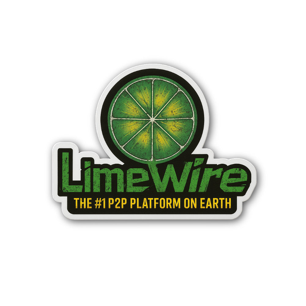 LimeWire Sticker, Waterproof Vinyl Decal Sticker Indoor Or Outdoor 2 (Pieces) 3" and 5"