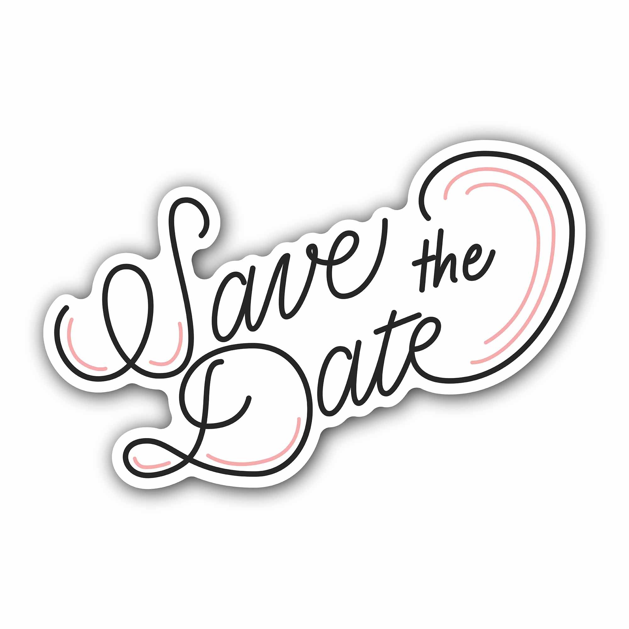 Save The Date Sticker, Waterproof Vinyl Decal Sticker Indoor Or Outdoor 2 (Pieces) 3" and 5"