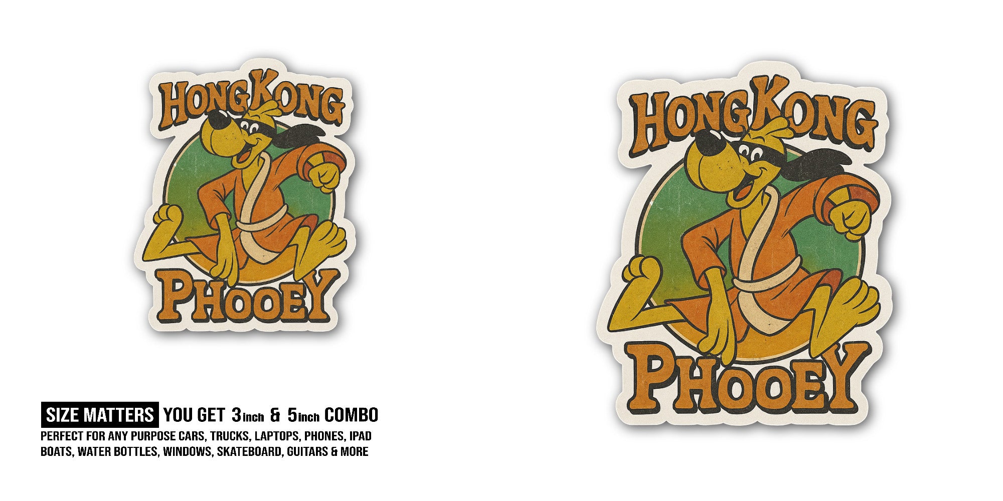 Hongkong Phooey Sticker, Waterproof Vinyl Decal Sticker Indoor Or Outdoor 2 (Pieces) 3" and 5"
