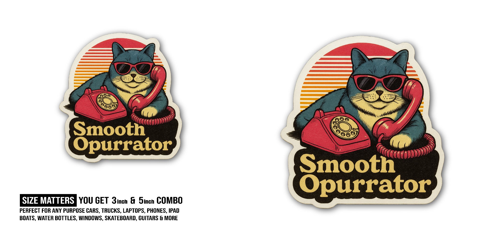 Smooth Opurrator Sticker, Waterproof Vinyl Decal Sticker Indoor Or Outdoor 2 (Pieces) 3" and 5"