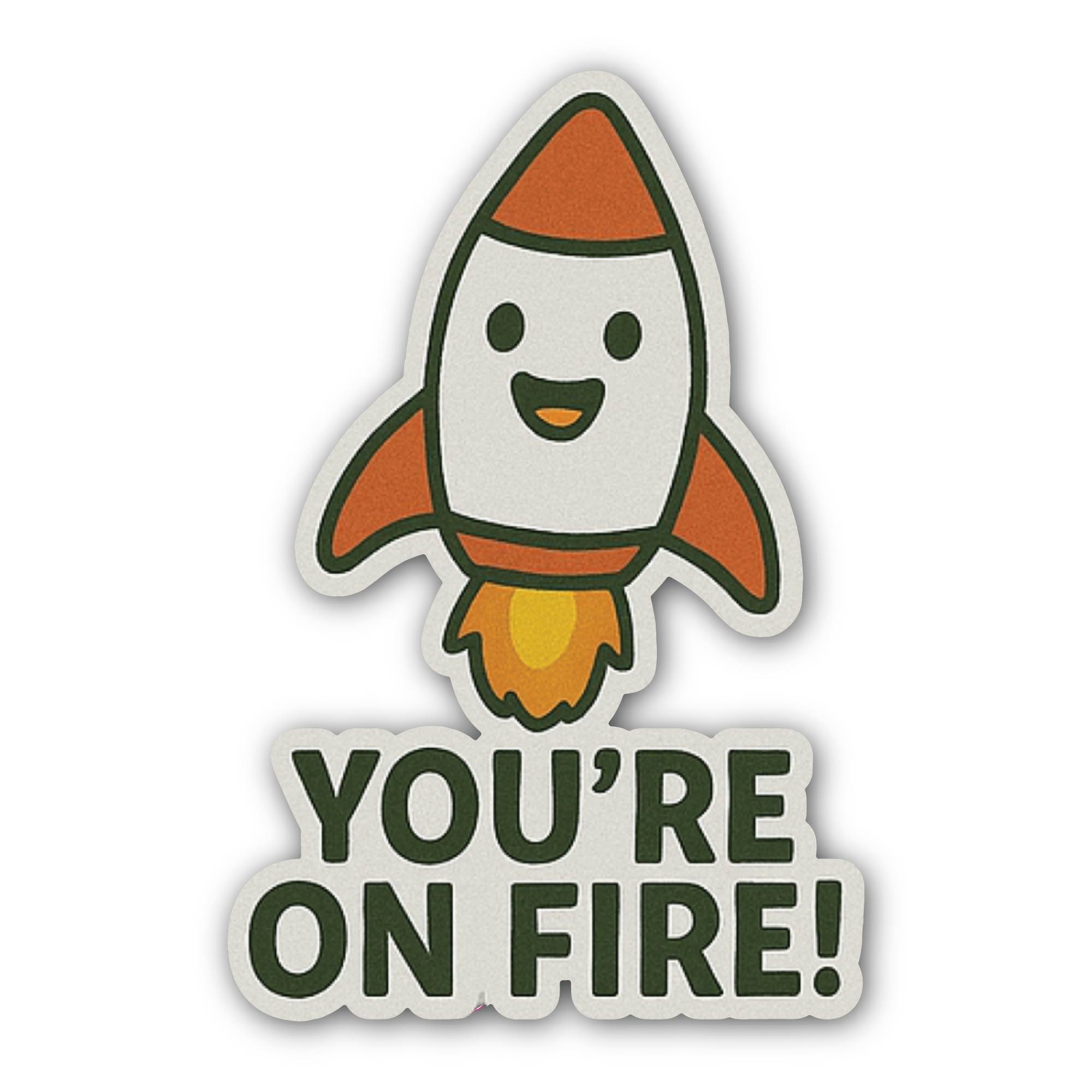 YOU'RE ON FIRE! Sticker, Waterproof Vinyl Decal Sticker Indoor Or Outdoor 2 (Pieces) 3" and 5"