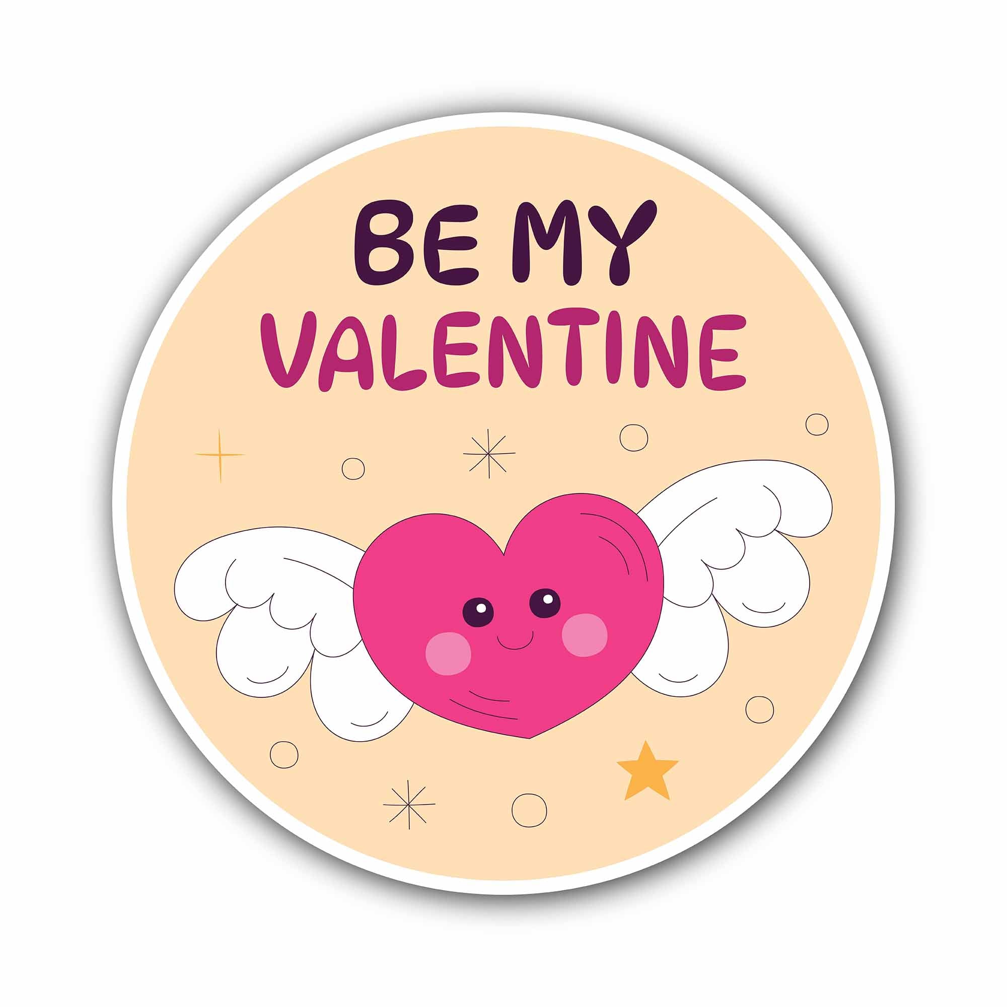Cute Heart & Be My Valentine Sticker, Waterproof Vinyl Decal Sticker Indoor Or Outdoor 2 (Pieces) 3" and 5"