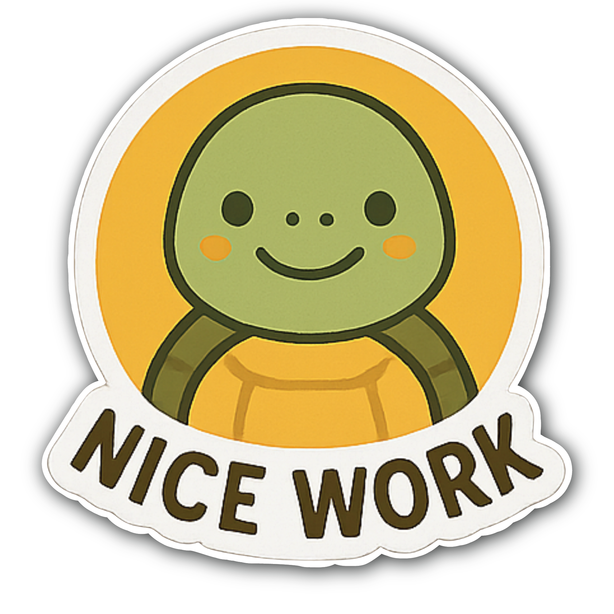 Nice Work Cute Turtle Sticker, Waterproof Vinyl Decal Sticker Indoor Or Outdoor 2 (Pieces) 3" and 5"