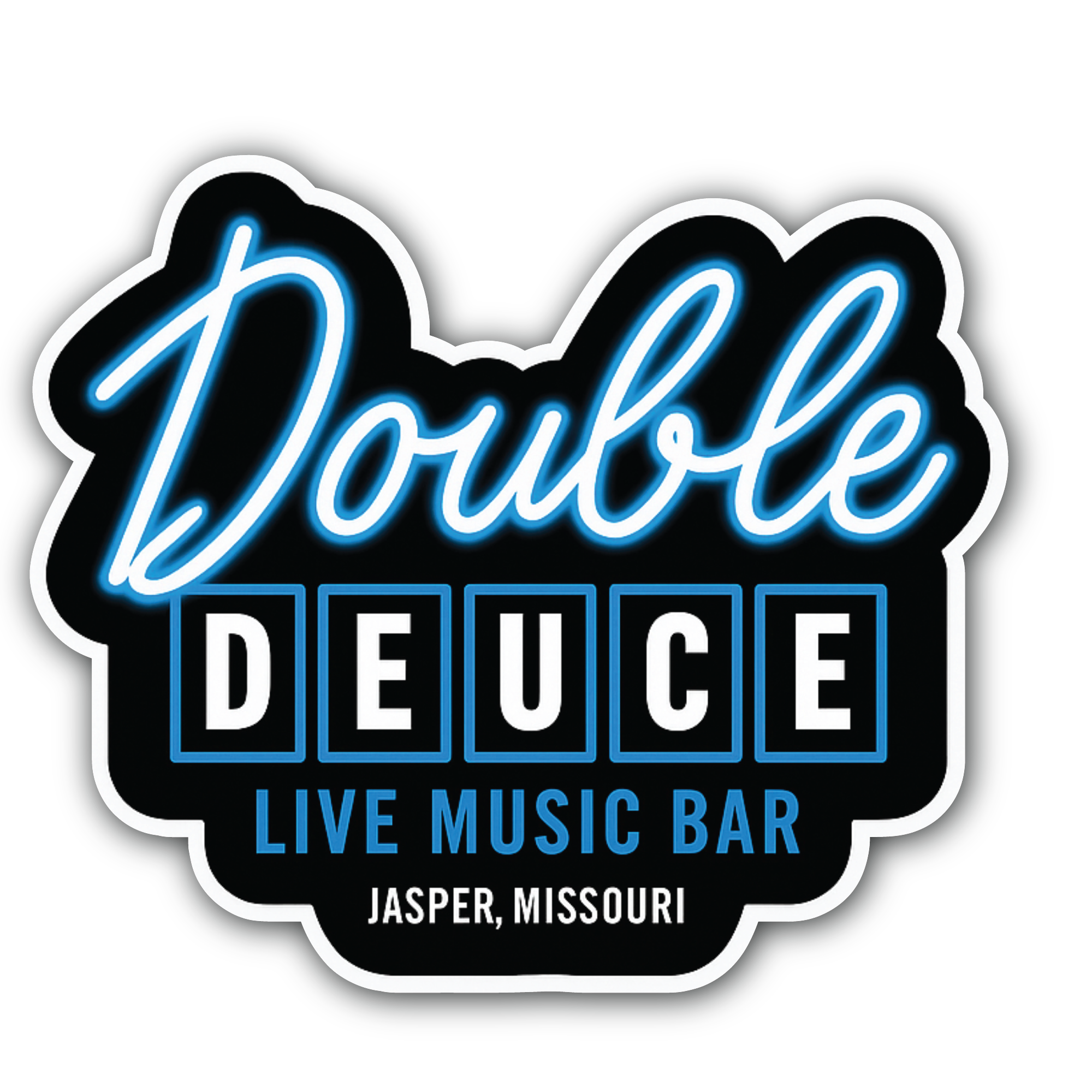 Double Deuce Live Music Bar Sticker, Waterproof Vinyl Decal Sticker Indoor Or Outdoor 2 (Pieces) 3" and 5"