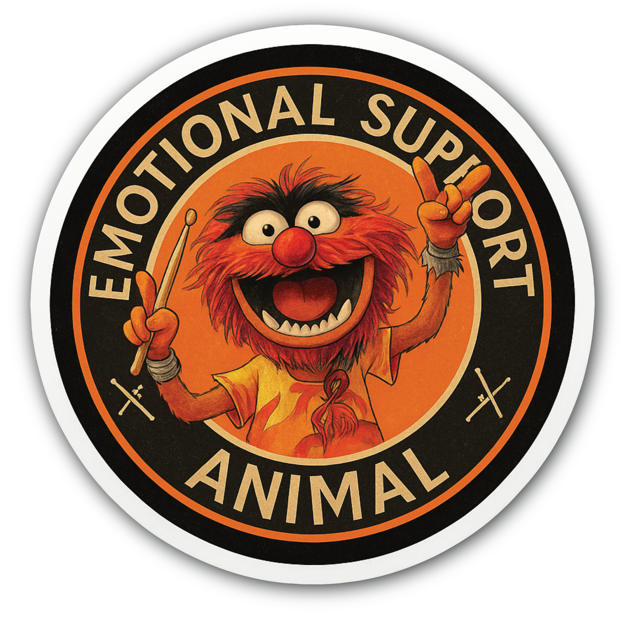 Muppets Emotional Support Sticker, Waterproof Vinyl Decal Sticker Indoor Or Outdoor 2 (Pieces) 3" and 5"