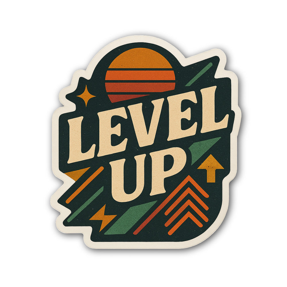 Level UP Sticker, Waterproof Vinyl Decal Sticker Indoor Or Outdoor 2 (Pieces) 3" and 5"