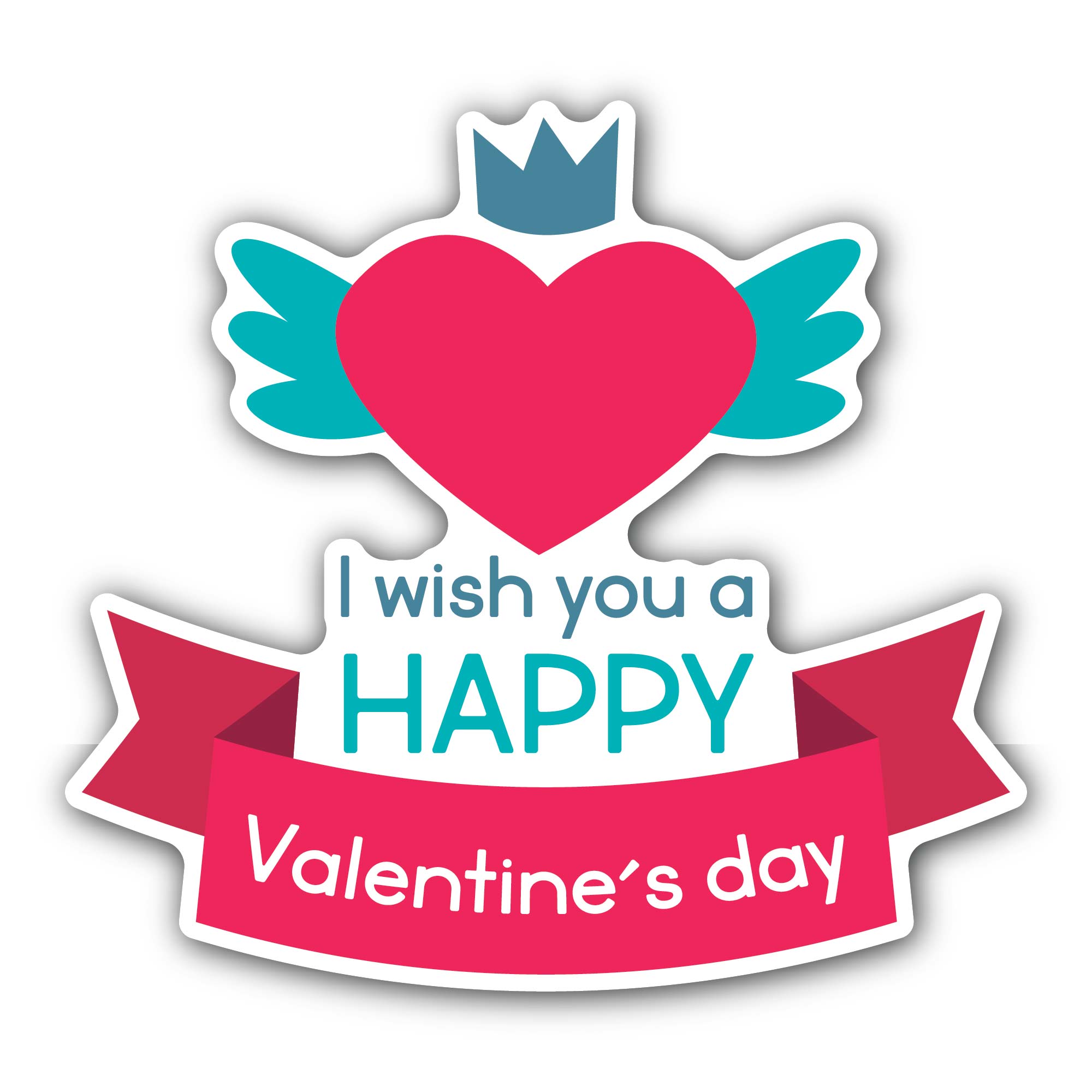Wishing Tag of Happy Valentine's Day Sticker, Waterproof Vinyl Decal Sticker Indoor Or Outdoor 2 (Pieces) 3" and 5"