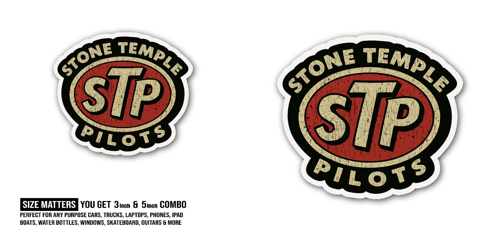 Stone Temple Pilots Sticker, Waterproof Vinyl Decal Sticker Indoor Or Outdoor 2 (Pieces) 3" and 5"