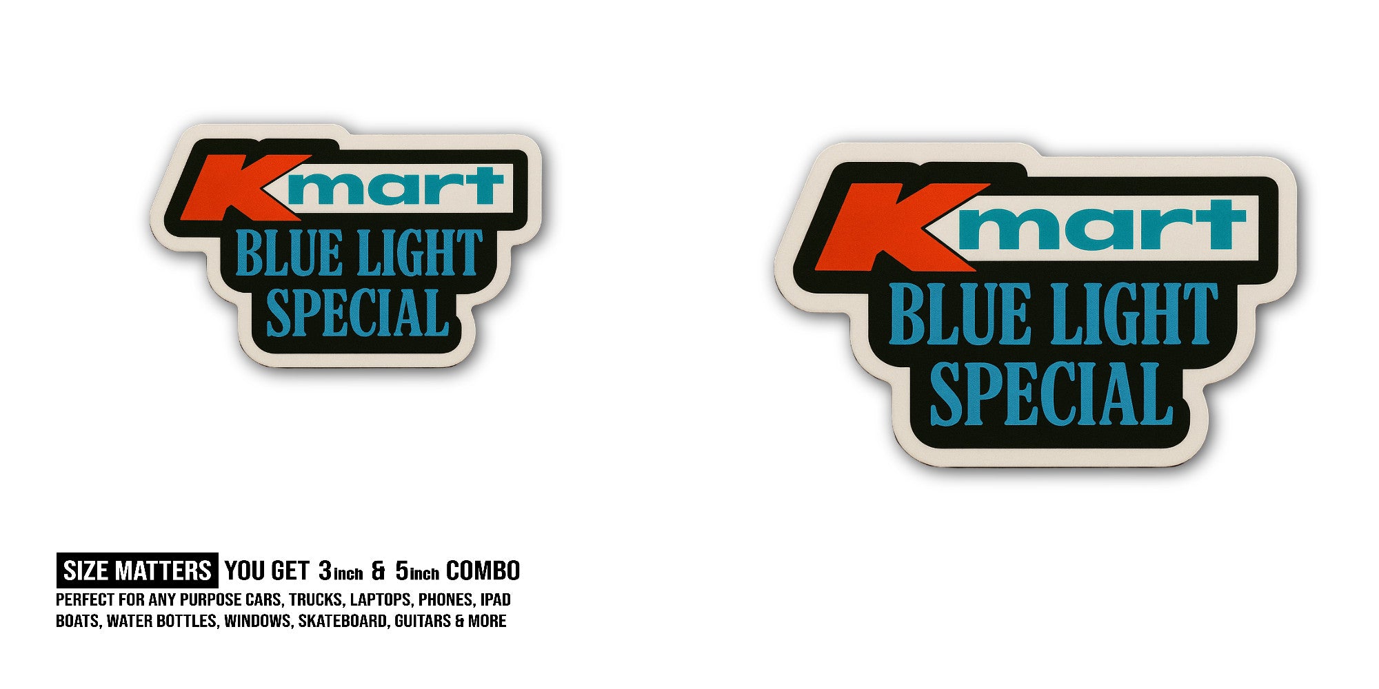 Kmart Blue Light Special Sticker, Waterproof Vinyl Decal Sticker Indoor Or Outdoor 2 (Pieces) 3" and 5"