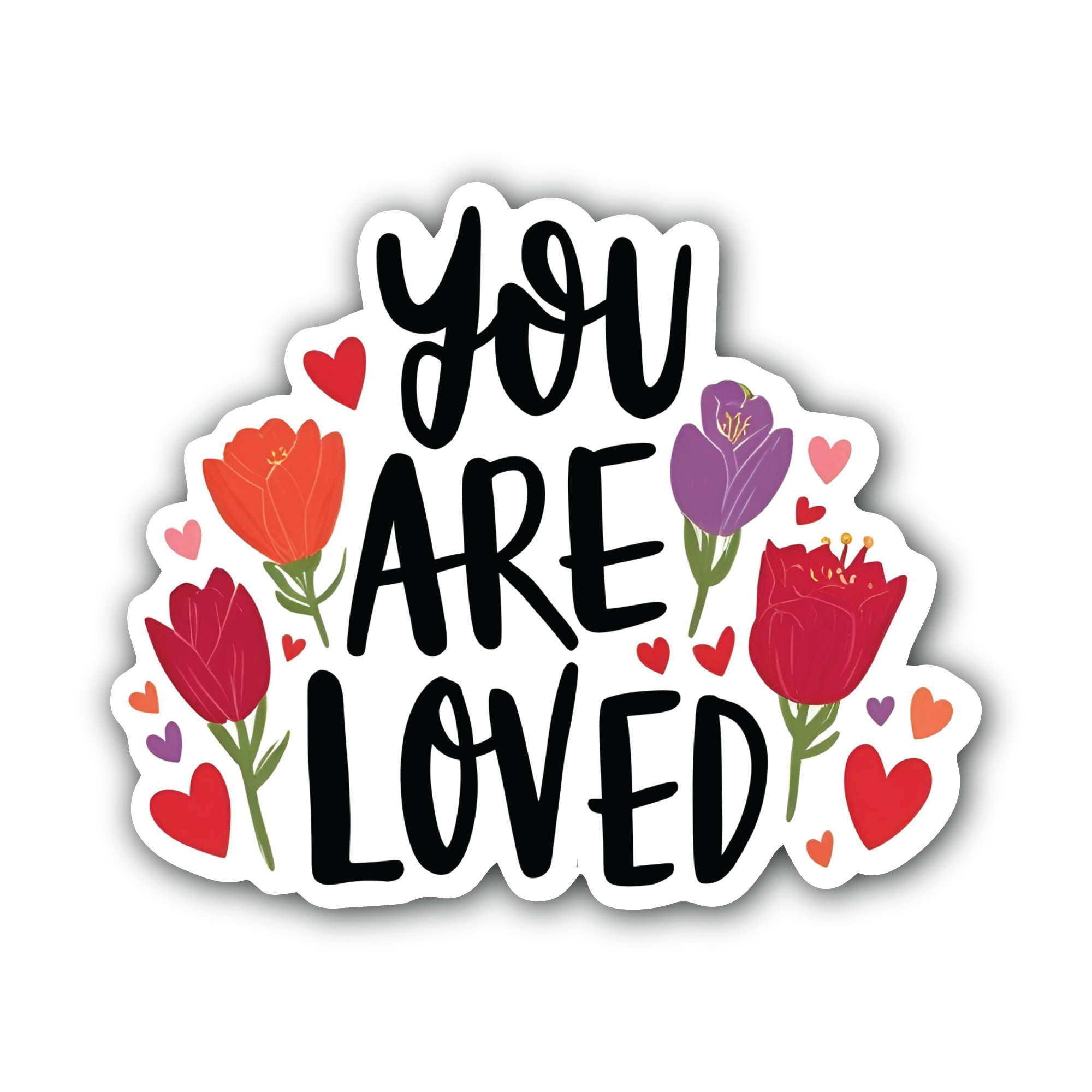 You are Loved Sticker, Waterproof Vinyl Decal Sticker Indoor Or Outdoor 2 (Pieces) 3" and 5"