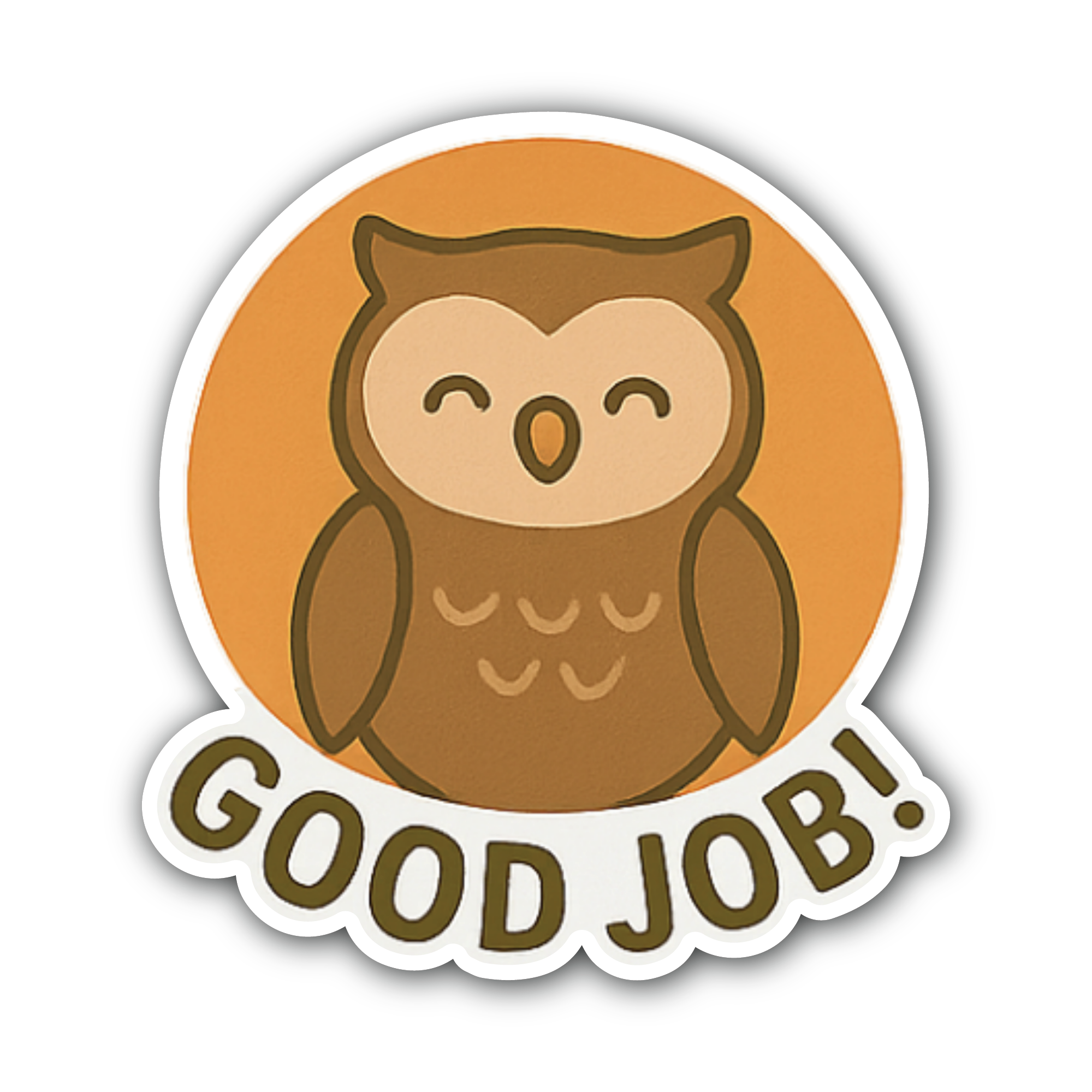 Good Job Owl Sticker, Waterproof Vinyl Decal Sticker Indoor Or Outdoor 2 (Pieces) 3" and 5"