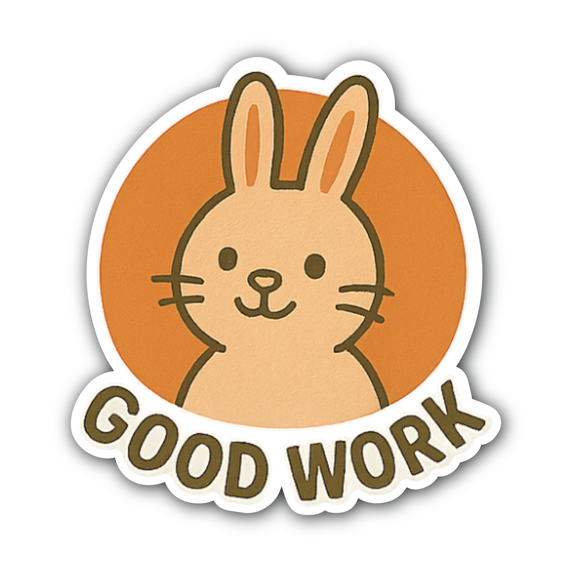 Good Work Rabbit Sticker, Waterproof Vinyl Decal Sticker Indoor Or Outdoor 2 (Pieces) 3" and 5"