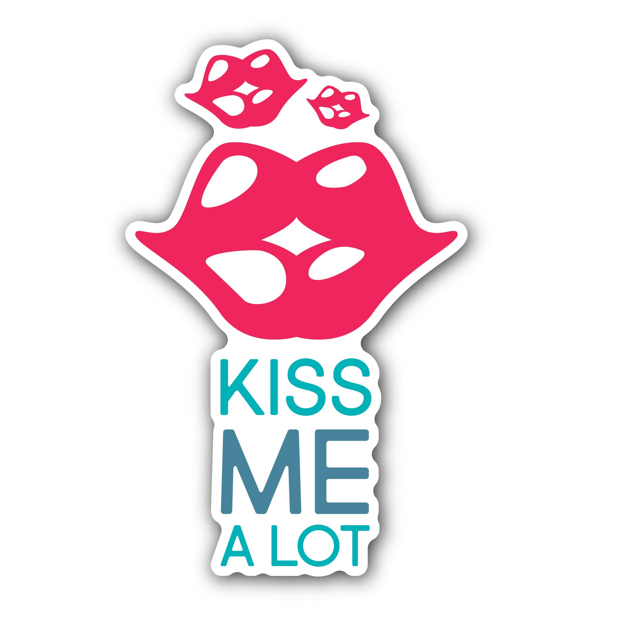 Lips & Kiss Me a Lot Sticker, Waterproof Vinyl Decal Sticker Indoor Or Outdoor 2 (Pieces) 3" and 5"