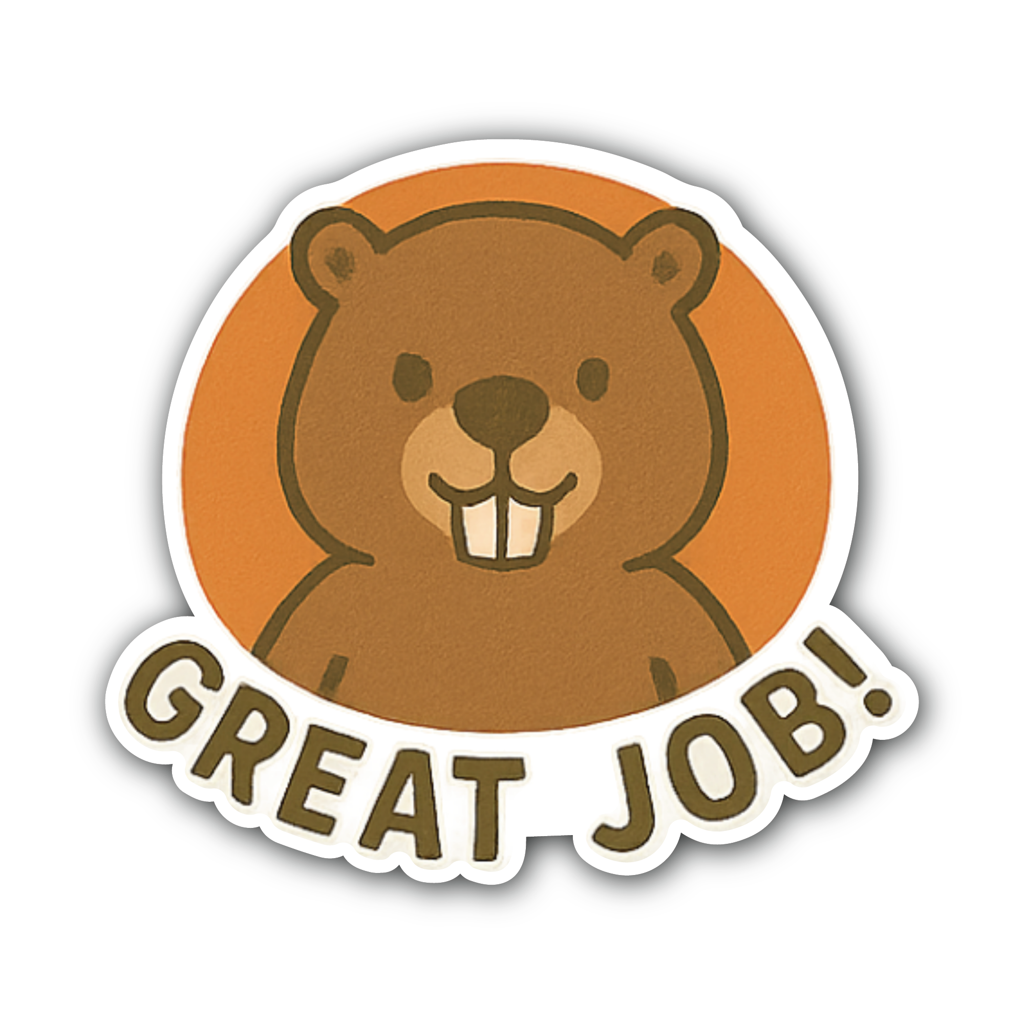 Great Job Cute Beaver Sticker, Waterproof Vinyl Decal Sticker Indoor Or Outdoor 2 (Pieces) 3" and 5"