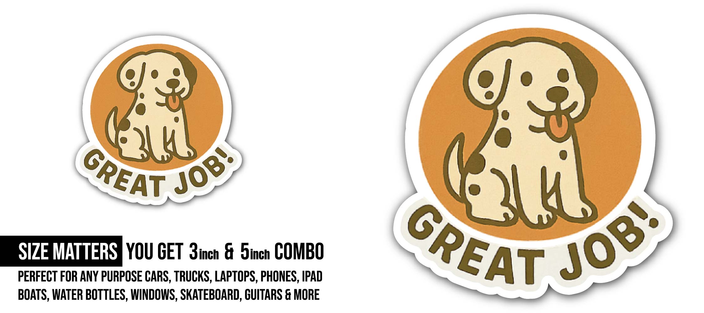 Cute Dalmatian Dog Sticker, Waterproof Vinyl Decal Sticker Indoor Or Outdoor 2 (Pieces) 3" and 5"