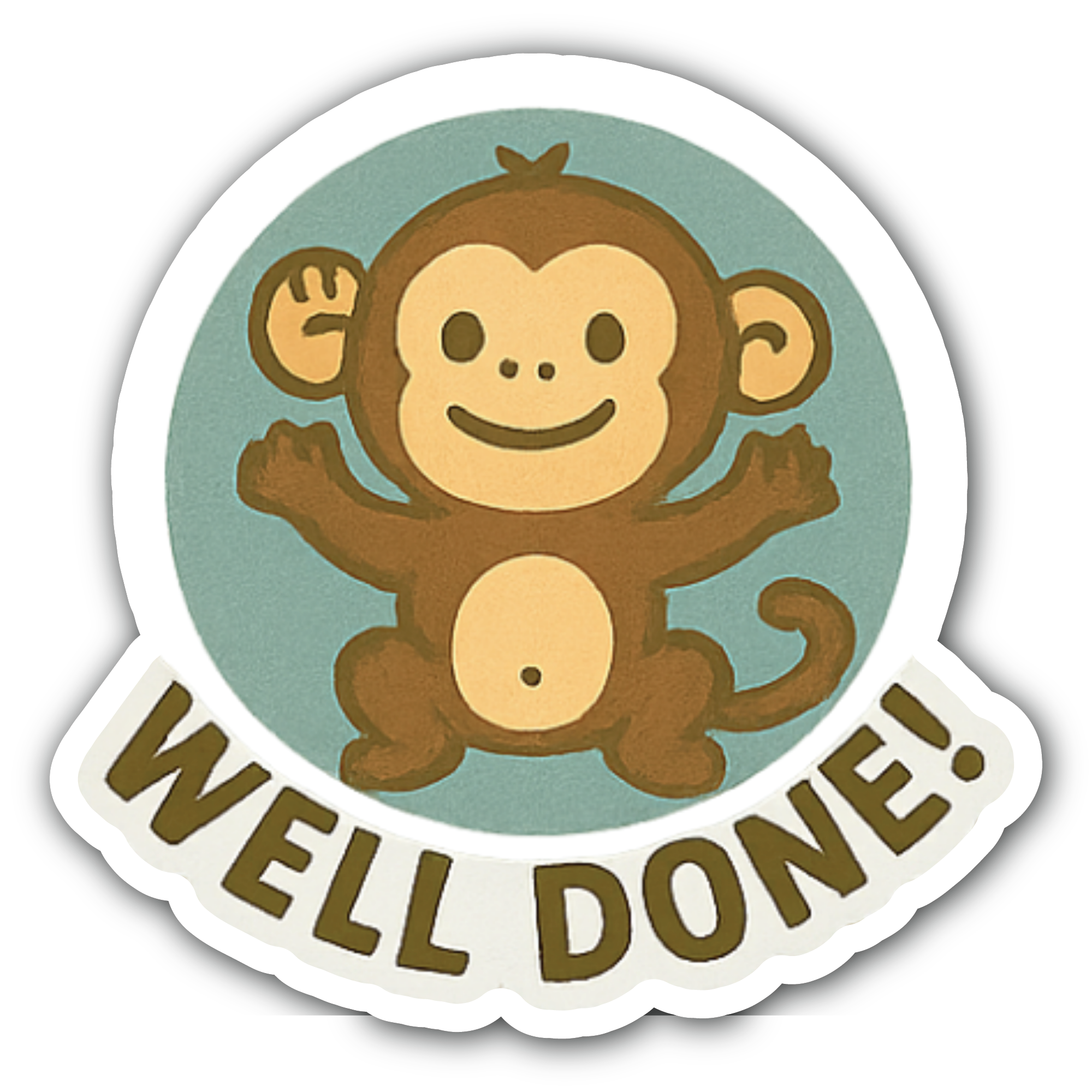 Happy Monkey Sticker, Waterproof Vinyl Decal Sticker Indoor Or Outdoor 2 (Pieces) 3" and 5"