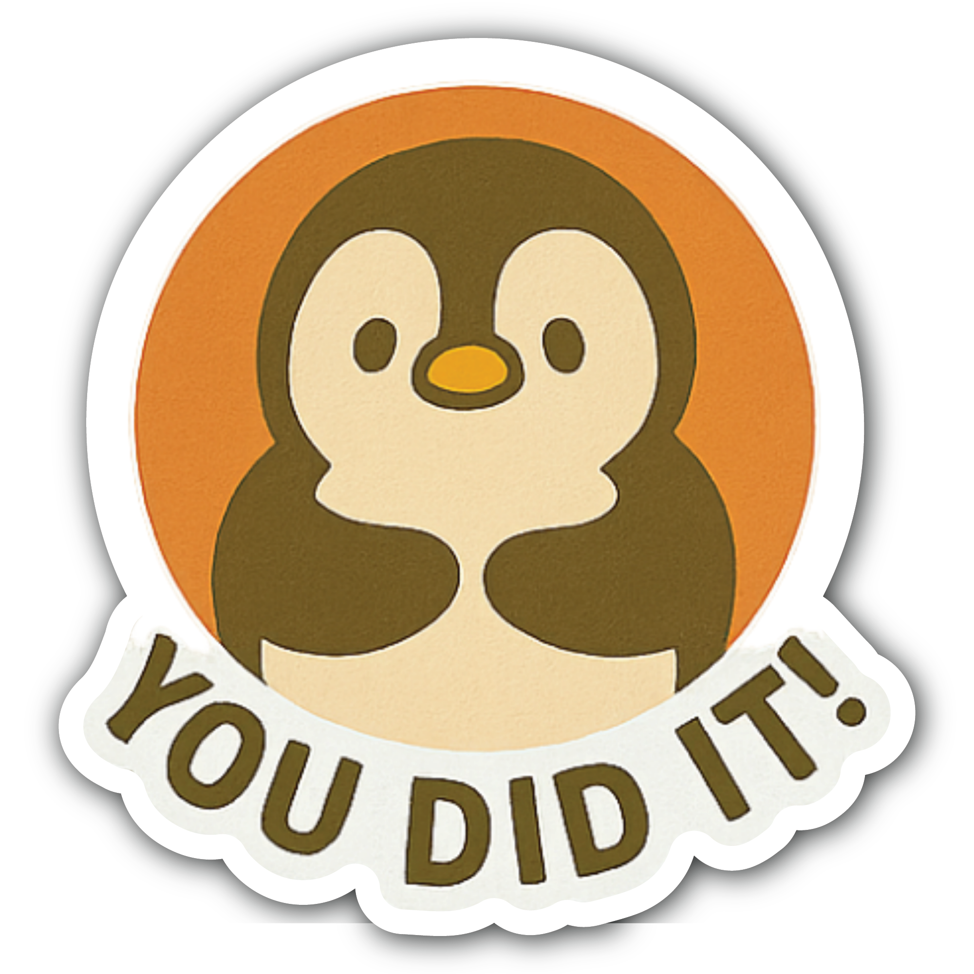 You DID IT Penguin Sticker, Waterproof Vinyl Decal Sticker Indoor Or Outdoor 2 (Pieces) 3" and 5"