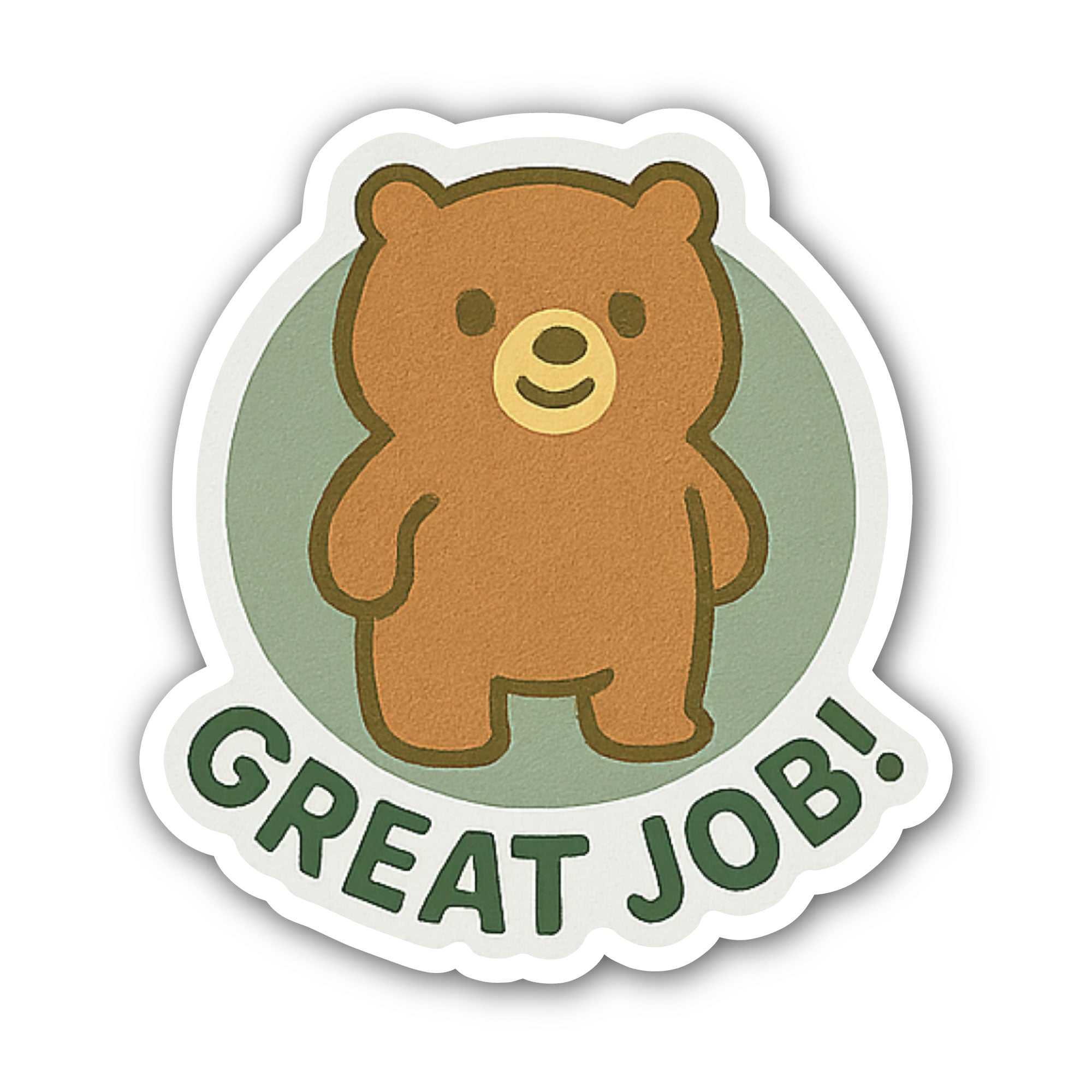 Great Job! Bear Sticker, Waterproof Vinyl Decal Sticker Indoor Or Outdoor 2 (Pieces) 3" and 5"