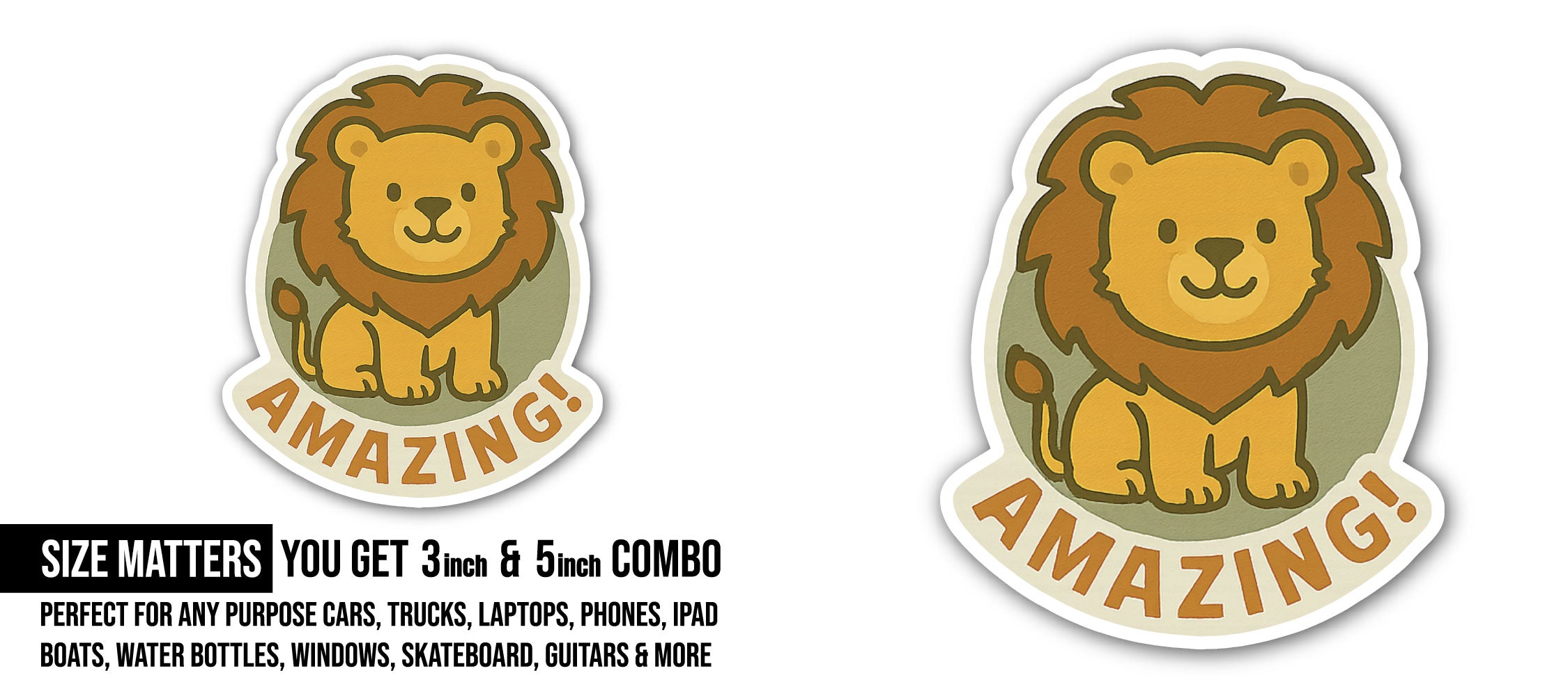 Amazing Sticker, Waterproof Vinyl Decal Sticker Indoor Or Outdoor 2 (Pieces) 3" and 5"