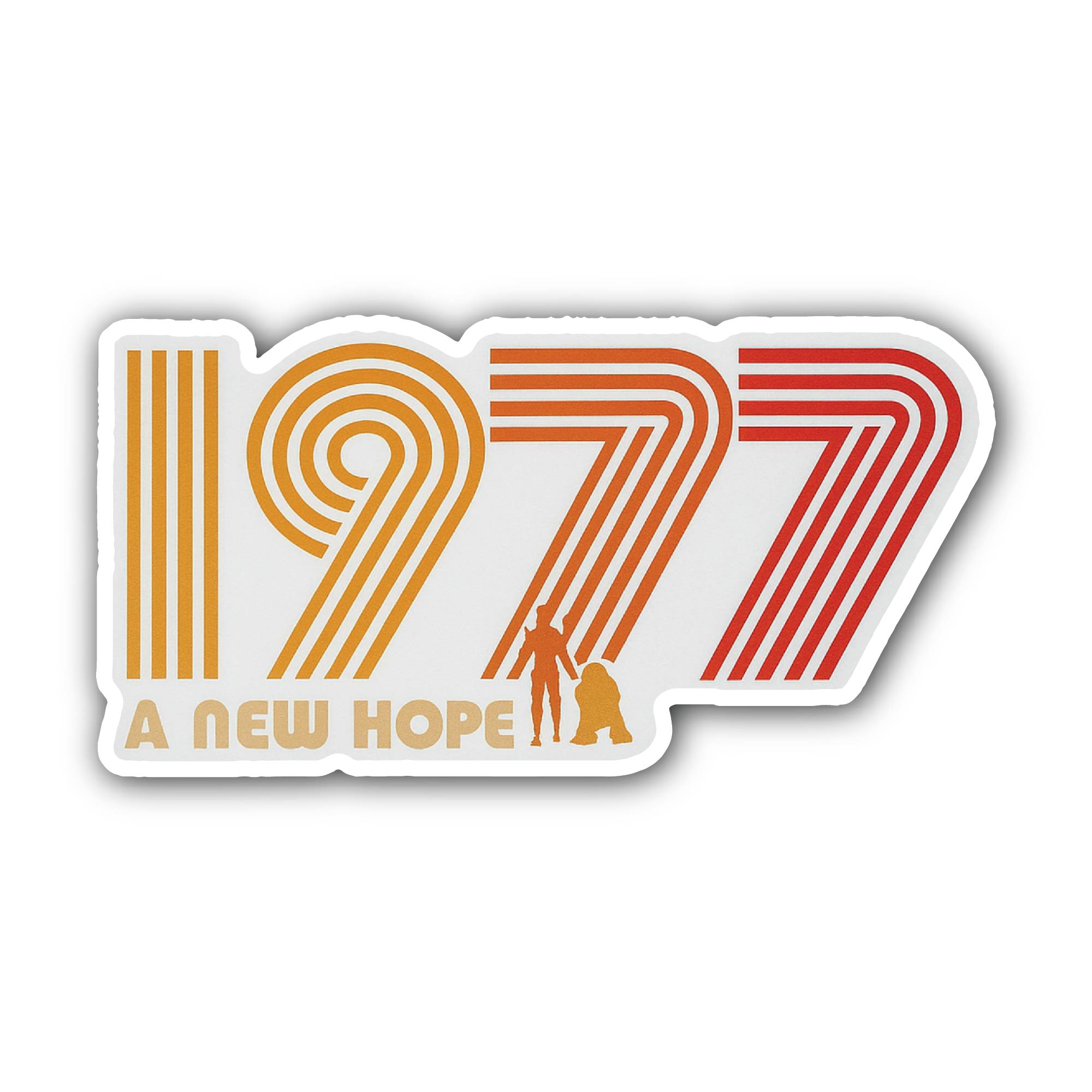 1977 A New Hope Sticker, Waterproof Vinyl Decal Sticker Indoor Or Outdoor 2 (Pieces) 3" and 5"