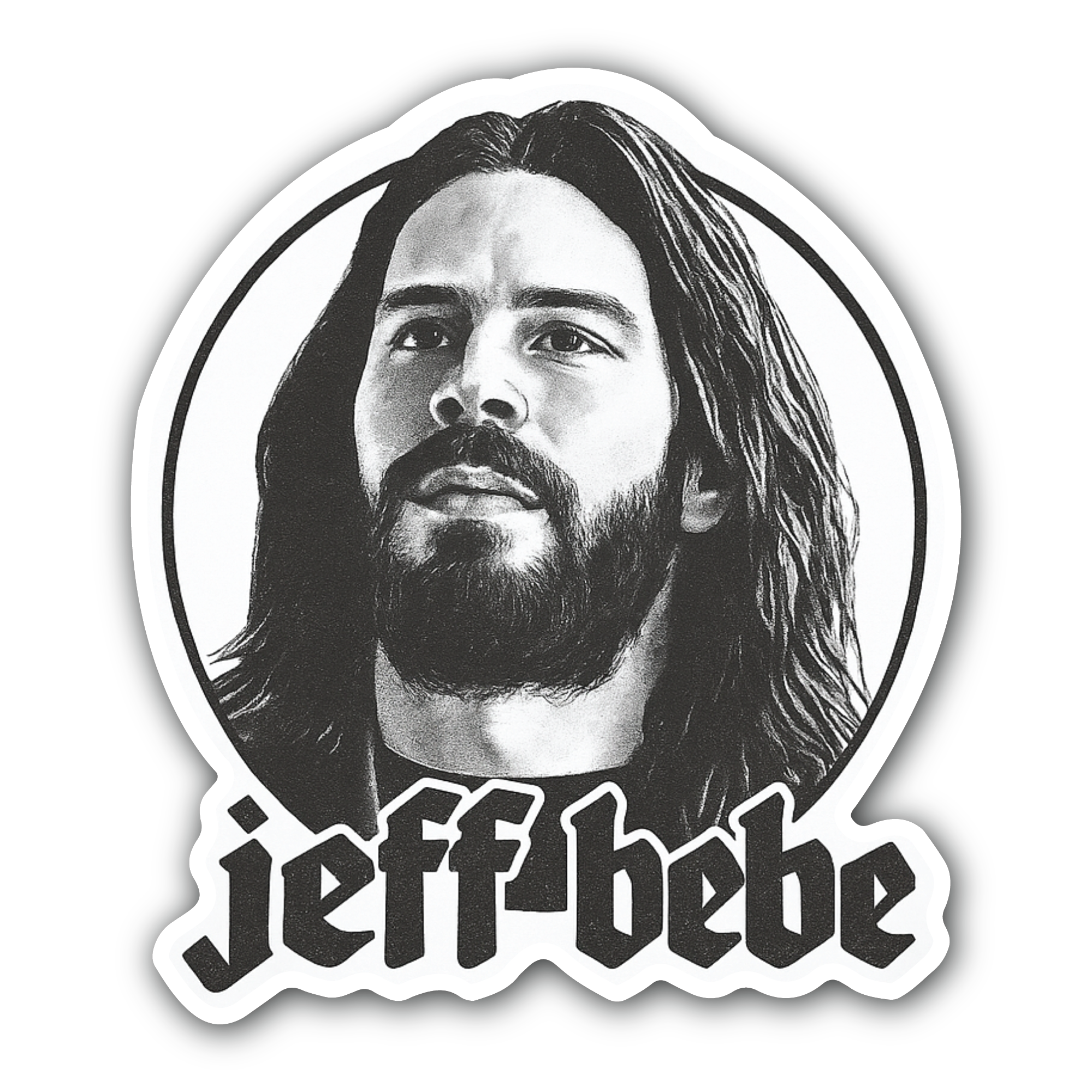 Jeff Bebe Sticker, Waterproof Vinyl Decal Sticker Indoor Or Outdoor 2 (Pieces) 3" and 5"