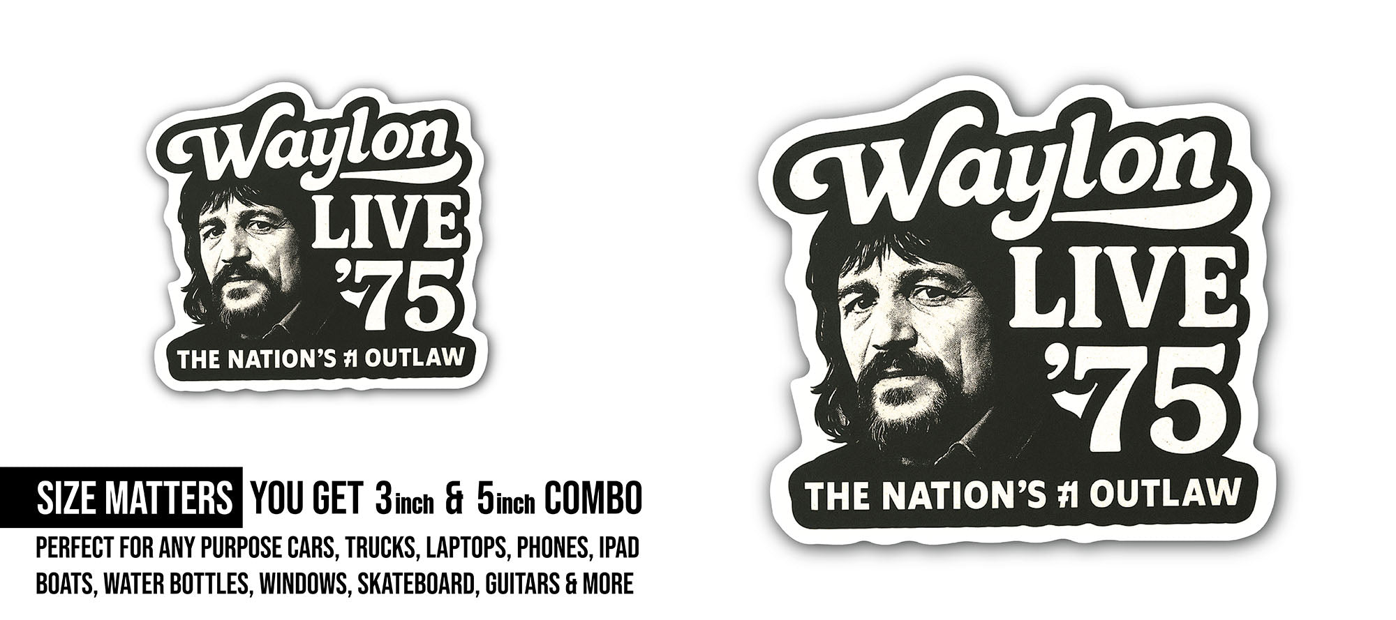 Live 75 Sticker, Waterproof Vinyl Decal Sticker Indoor Or Outdoor 2 (Pieces) 3" and 5"