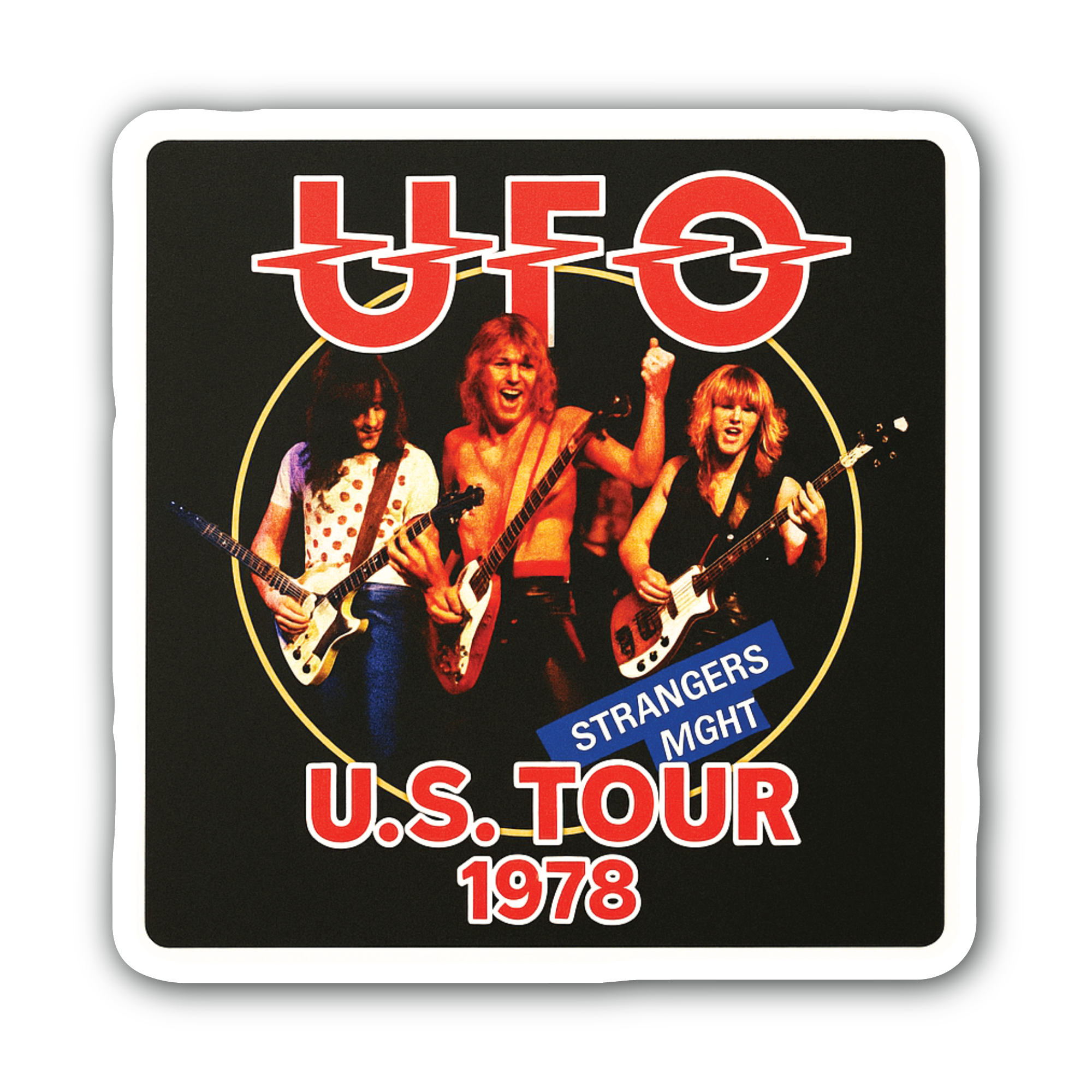 UFO Strangers in the Night U.S. Tour 1978 Sticker, Waterproof Vinyl Decal Sticker Indoor Or Outdoor 2 (Pieces) 3" and 5"