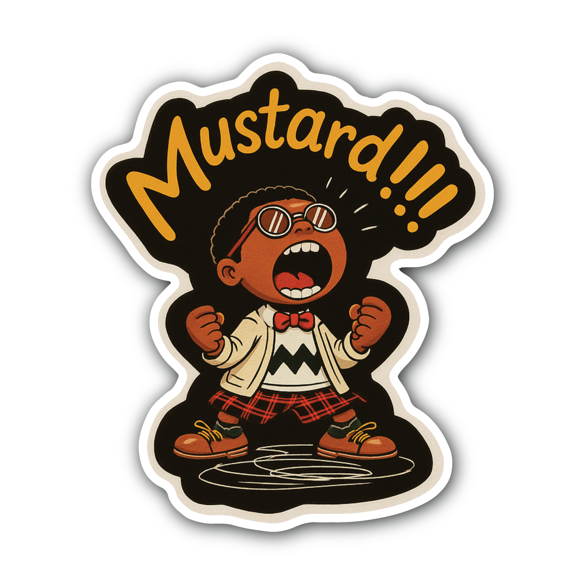 Mustard Sticker, Waterproof Vinyl Decal Sticker Indoor Or Outdoor 2 (Pieces) 3" and 5"