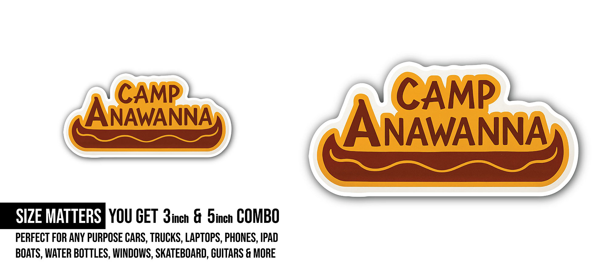 Camp Sticker, Waterproof Vinyl Decal Sticker Indoor Or Outdoor 2 (Pieces) 3" and 5"
