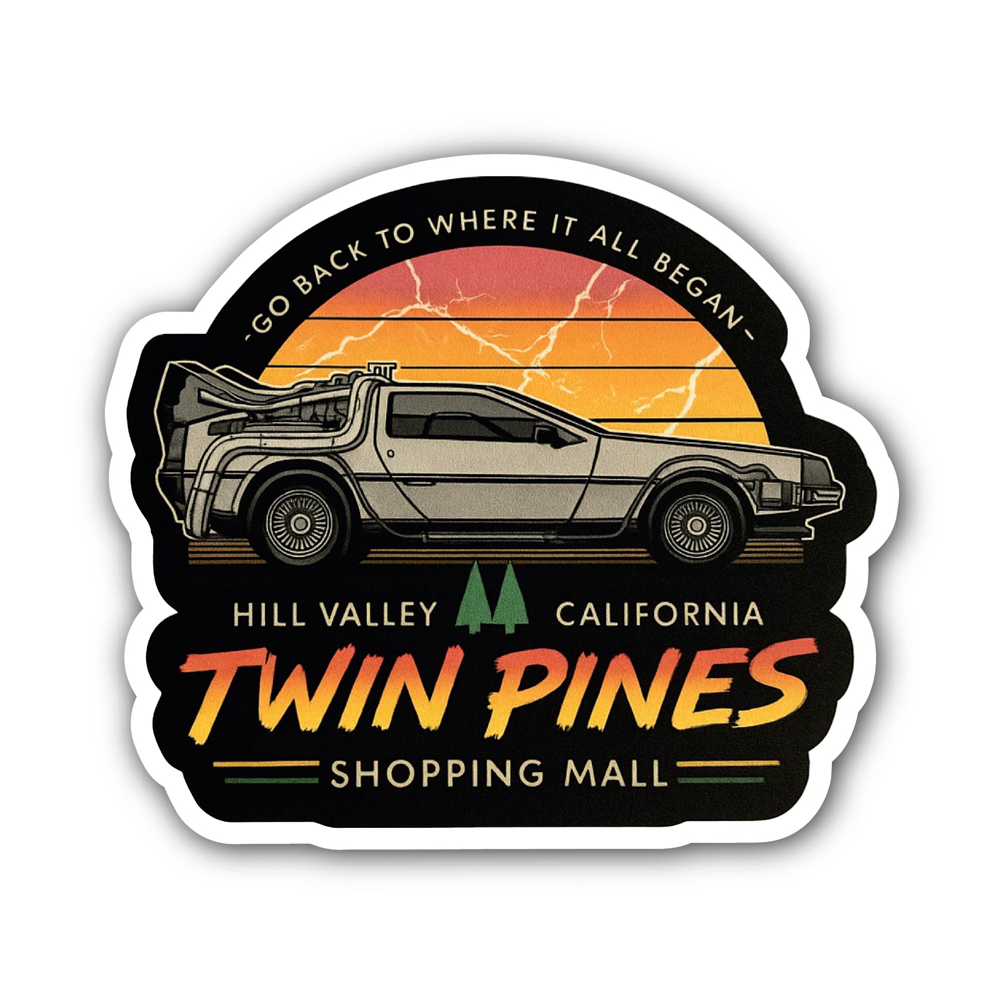Twin Pines Sticker, Waterproof Vinyl Decal Sticker Indoor Or Outdoor 2 (Pieces) 3" and 5"