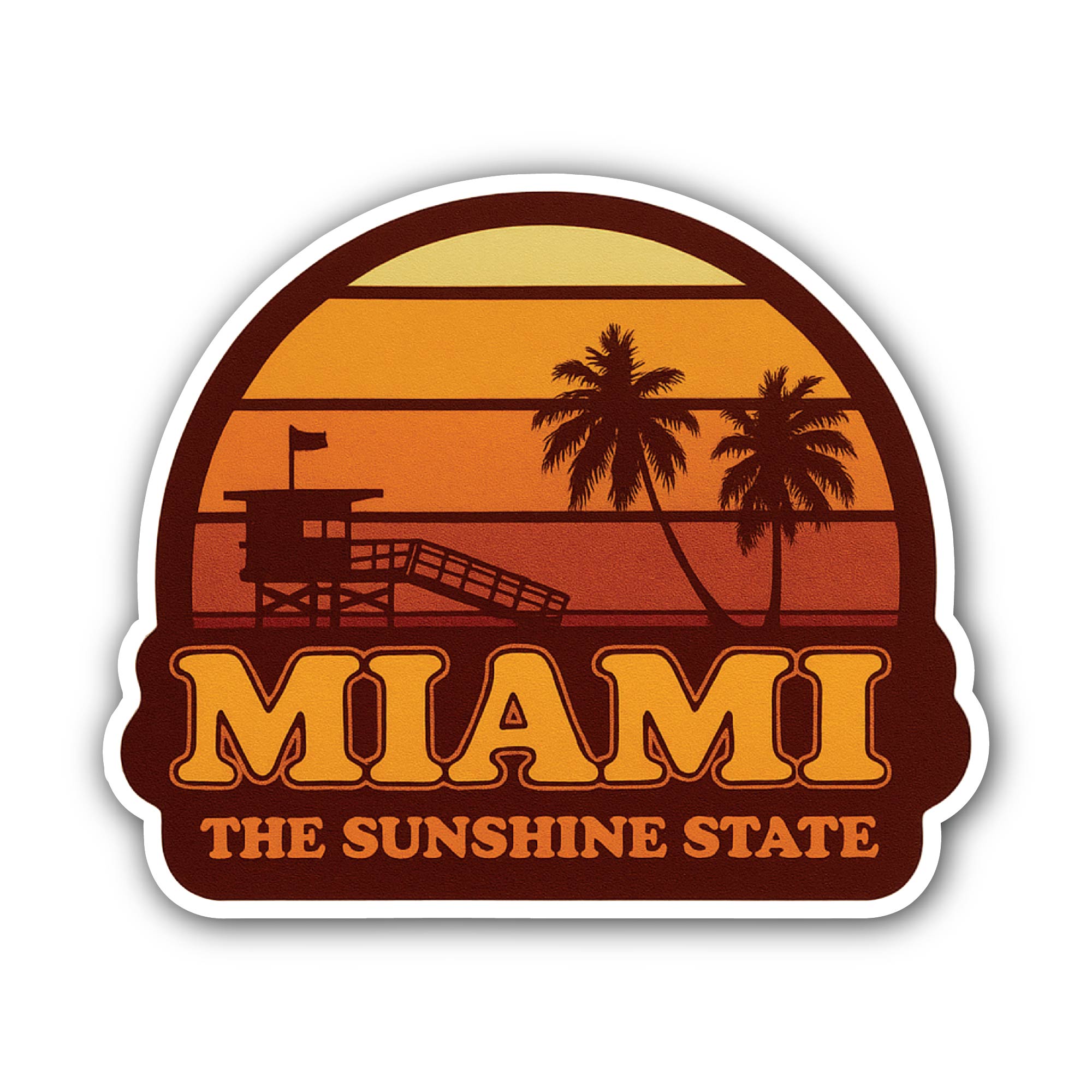 Miami Sticker, Waterproof Vinyl Decal Sticker Indoor Or Outdoor 2 (Pieces) 3" and 5"