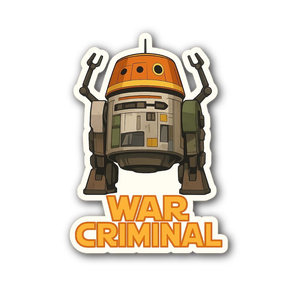 WAR Criminal Sticker, Waterproof Vinyl Decal Sticker Indoor Or Outdoor 2 (Pieces) 3" and 5"
