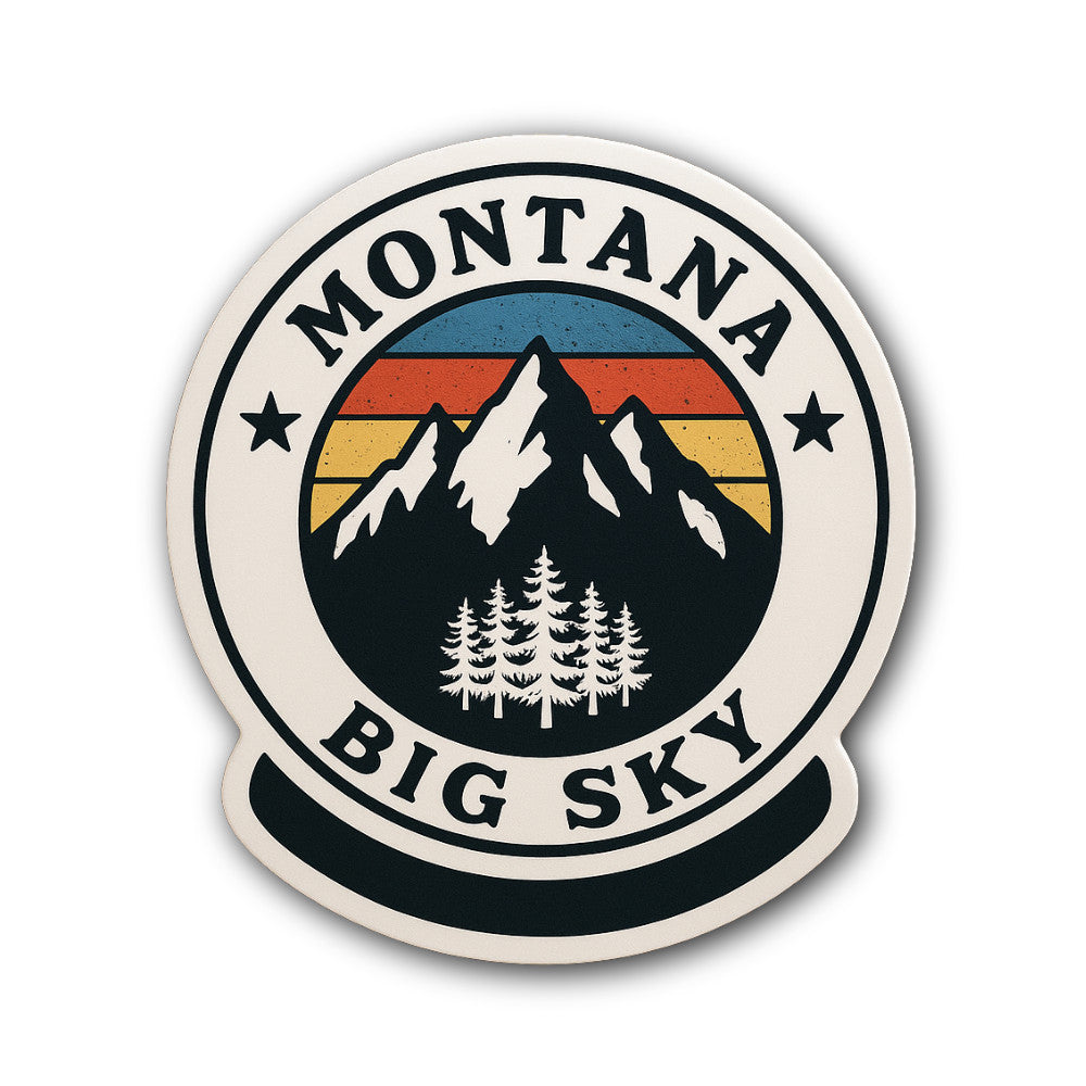 Big Sky, Montana Sticker, Waterproof Vinyl Decal Sticker Indoor Or Outdoor 2 (Pieces) 3" and 5"
