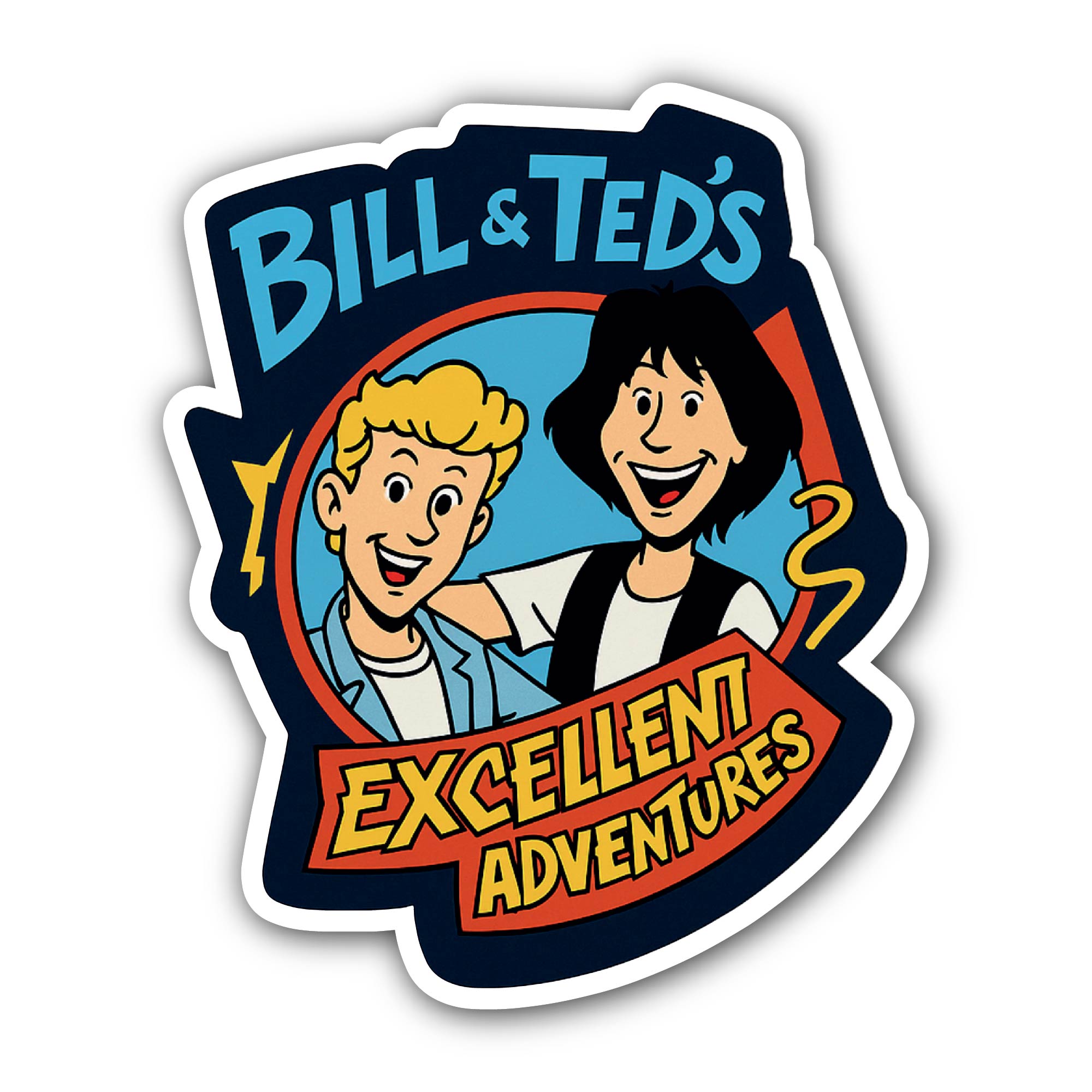 Bill and Ted's Excellent Adventure Sticker, Waterproof Vinyl Decal Sticker Indoor Or Outdoor 2 (Pieces) 3" and 5"