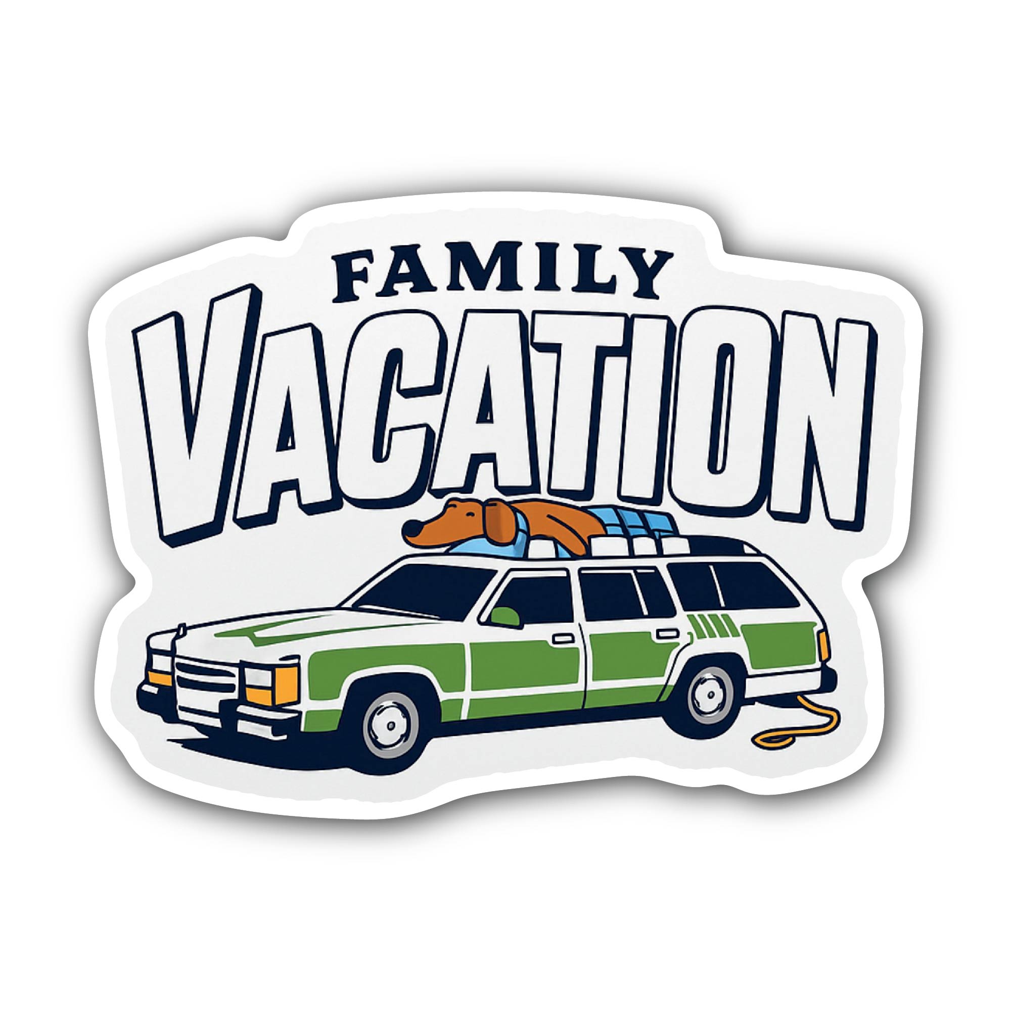 Family Vacation Sticker, Waterproof Vinyl Decal Sticker Indoor Or Outdoor 2 (Pieces) 3" and 5"