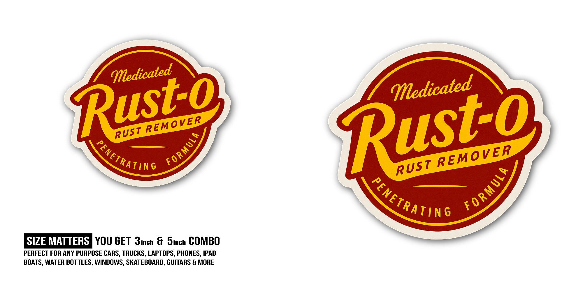 Rust Eze Auto Logo Sticker, Waterproof Vinyl Decal Sticker Indoor Or Outdoor 2 (Pieces) 3" and 5"