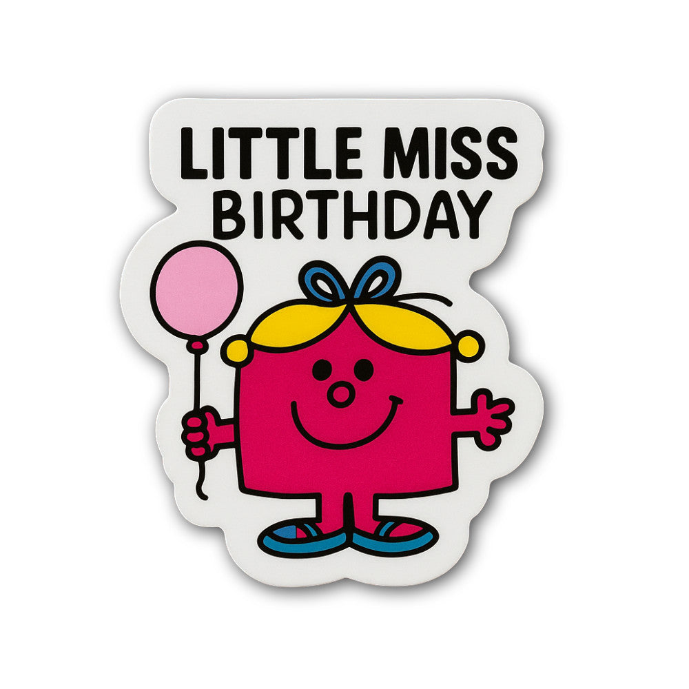 Little Miss Birthday Sticker, Waterproof Vinyl Decal Sticker Indoor Or Outdoor 2 (Pieces) 3" and 5"