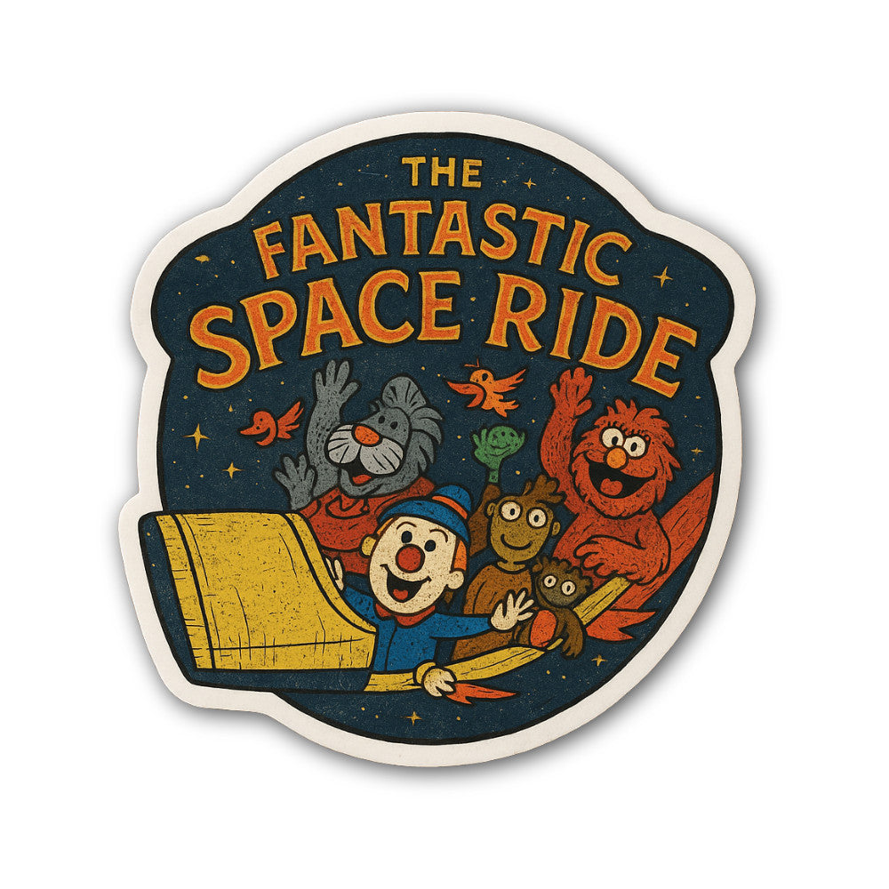 The Fantastic Space Ride Sticker, Waterproof Vinyl Decal Sticker Indoor Or Outdoor 2 (Pieces) 3" and 5"