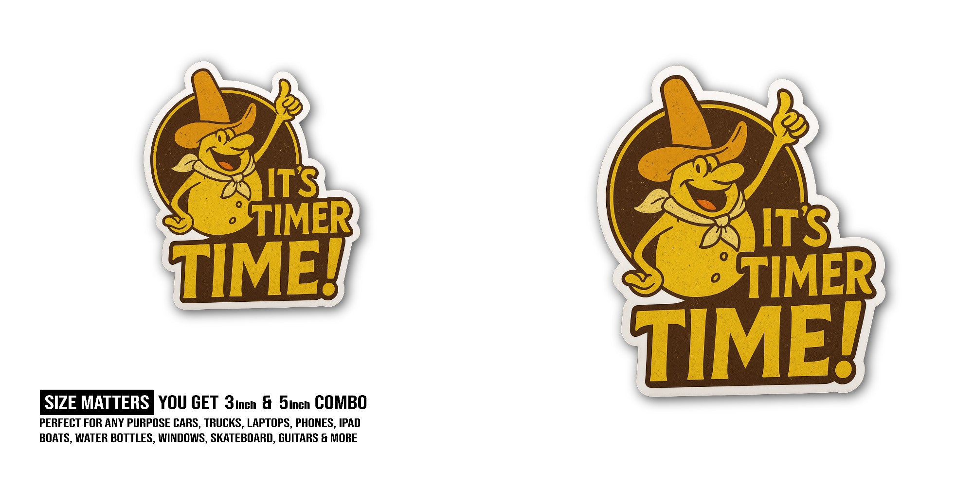 It's Timer TIME! Sticker, Waterproof Vinyl Decal Sticker Indoor Or Outdoor 2 (Pieces) 3" and 5"