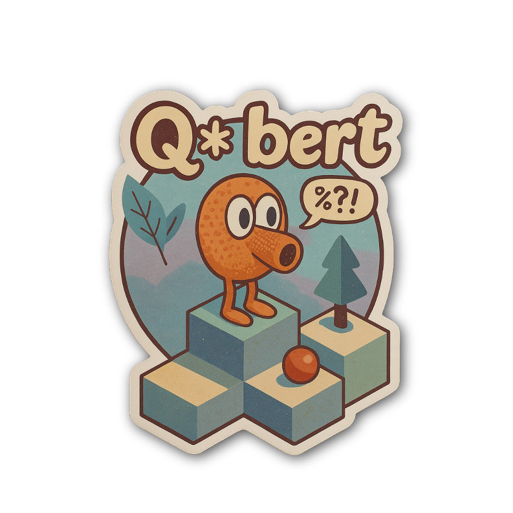Qbert Sticker, Waterproof Vinyl Decal Sticker Indoor Or Outdoor 2 (Pieces) 3" and 5"